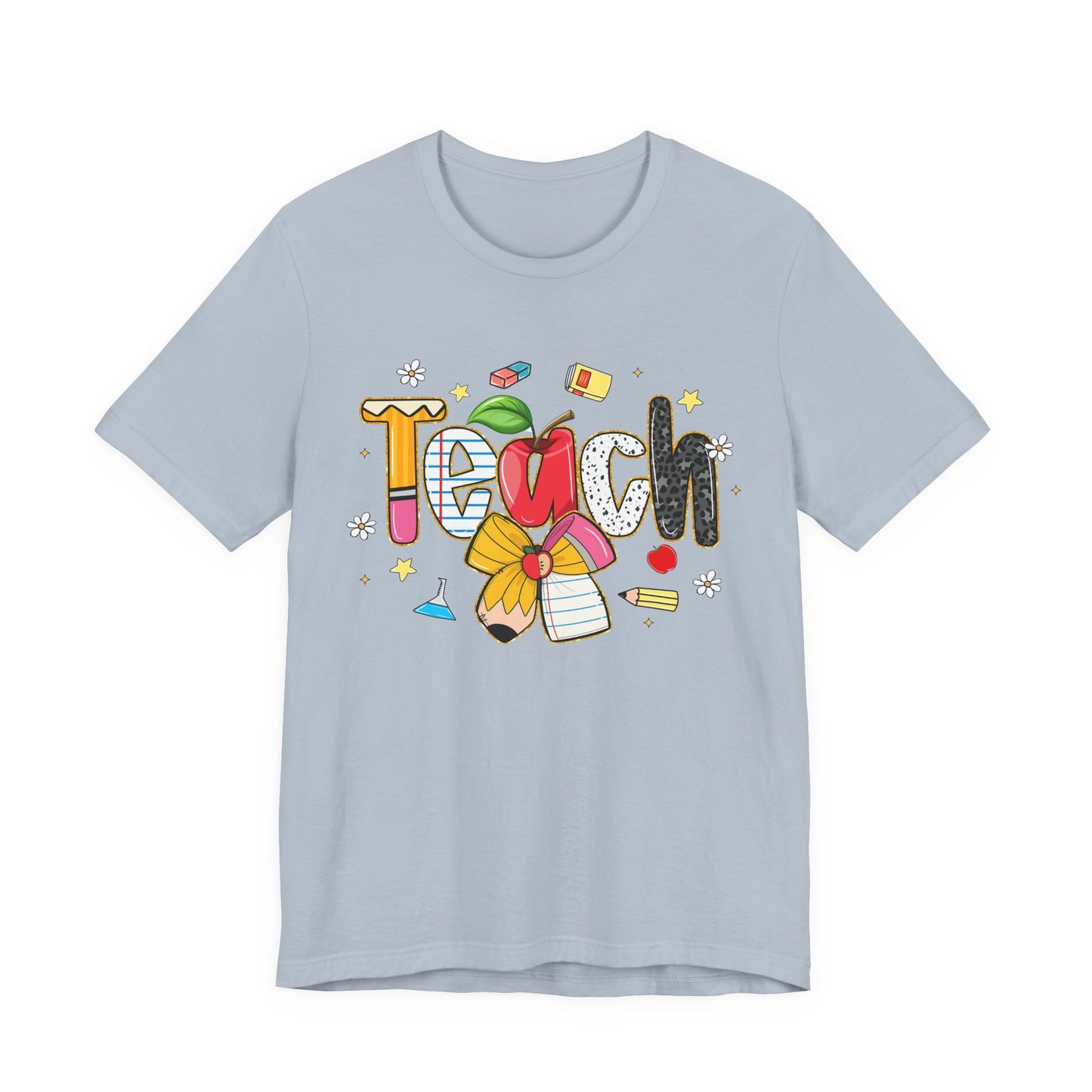 Teacher Floral Pencil Tee - "Teach" Cute School T-Shirt for Educators