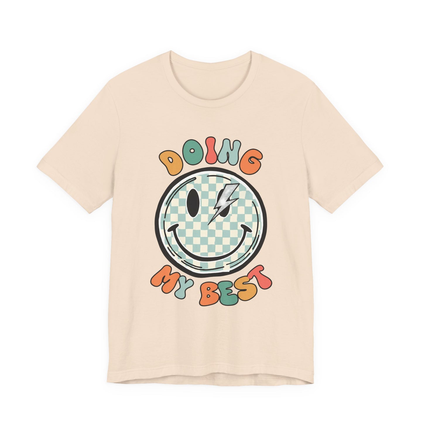 Doing My Best Smiley Tee — Retro Checkerboard Positive Message T‑Shirt