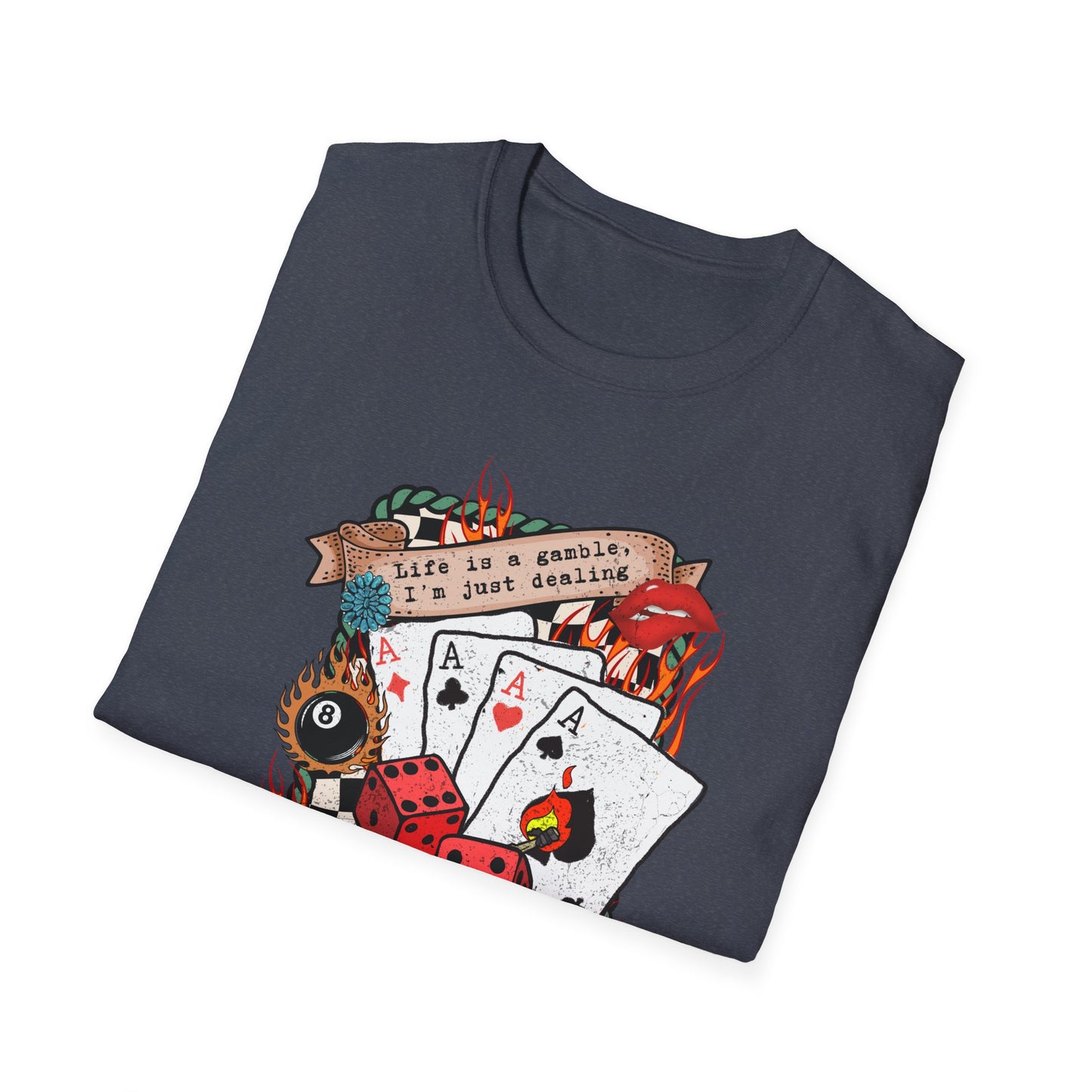 Casino Night Graphic T-Shirt — Aces, Dice & Retro Gaming Design