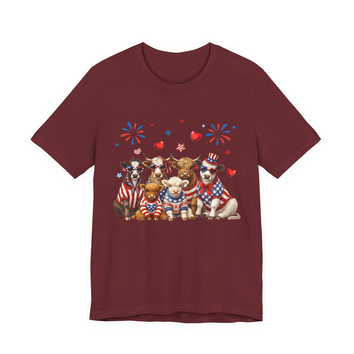 Patriotic CowsT-Shirt — Cute Cows in USA Outfit 4th of July Tee