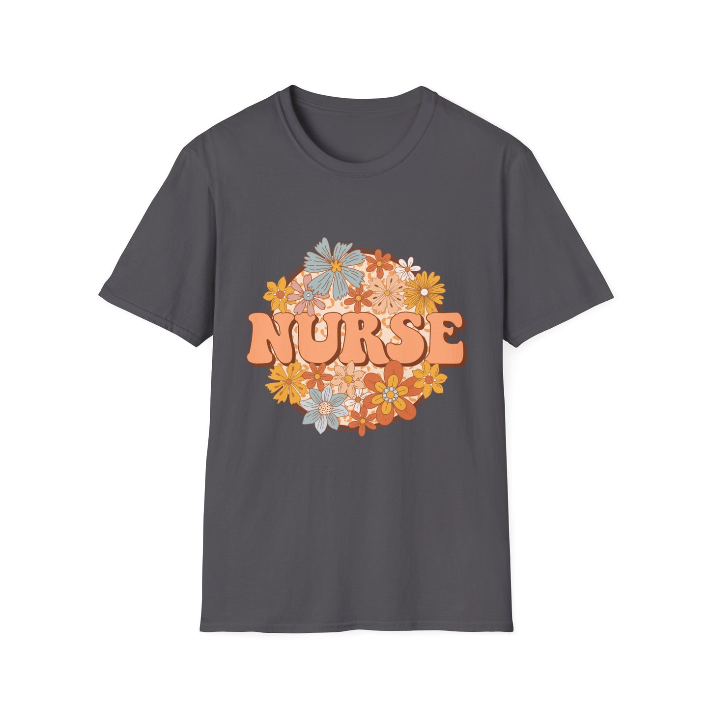 Nurse Floral Retro Tee — "NURSE" Vintage Flower Graphic T-Shirt