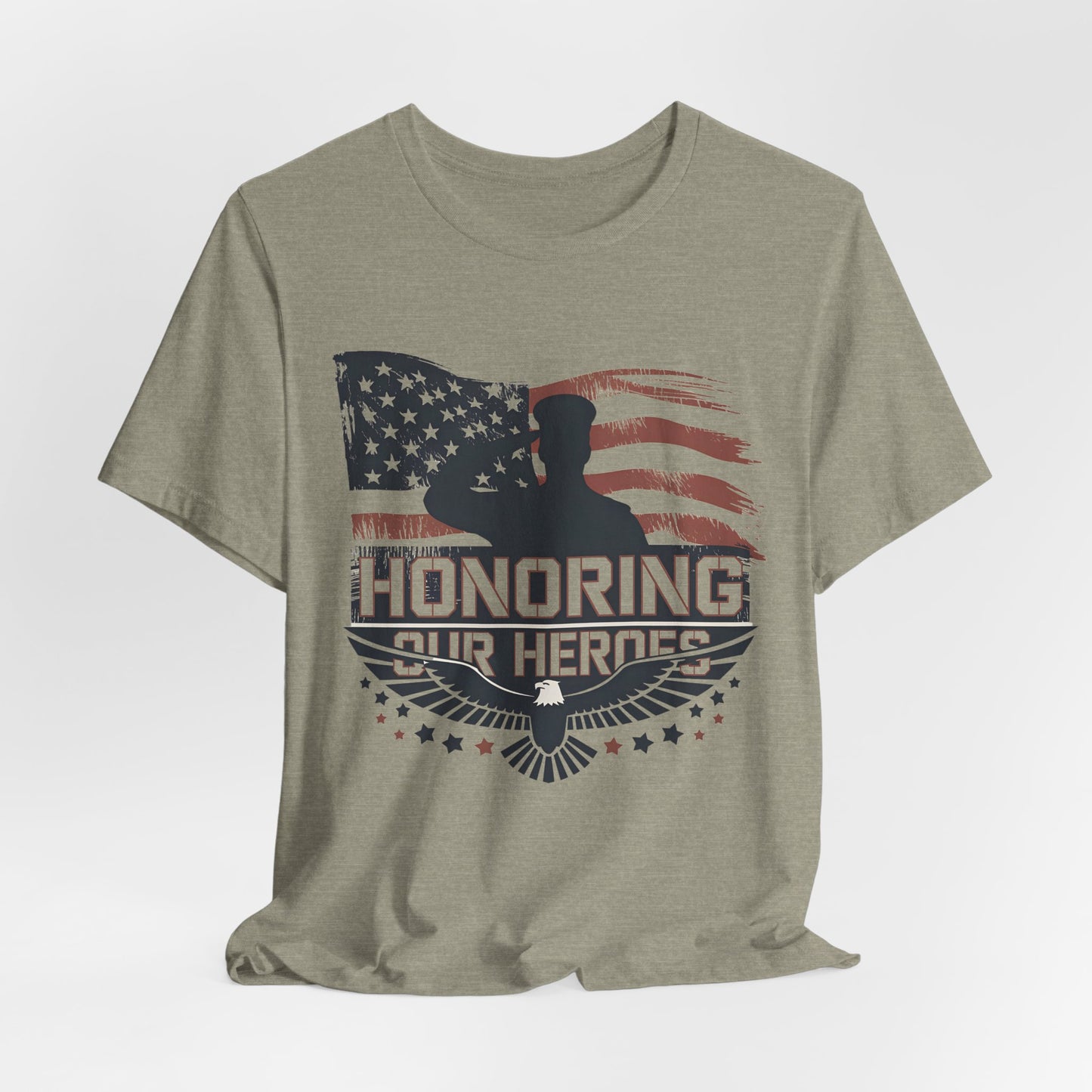 Honoring Our Heroes T-Shirt — American Flag Salute Veteran Memorial Tee