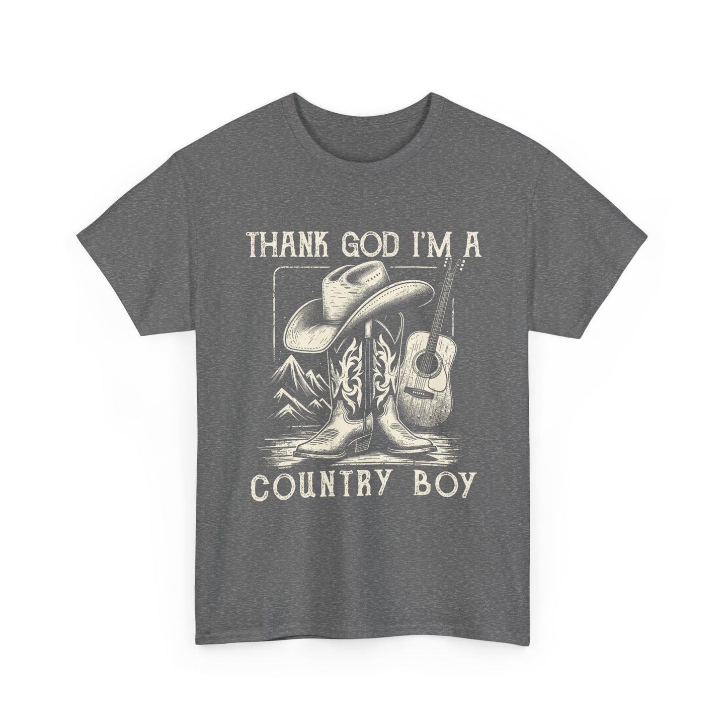 Country Boy T-Shirt — "Thank God I'm a Country Boy" Cowboy Boots & Guitar Tee