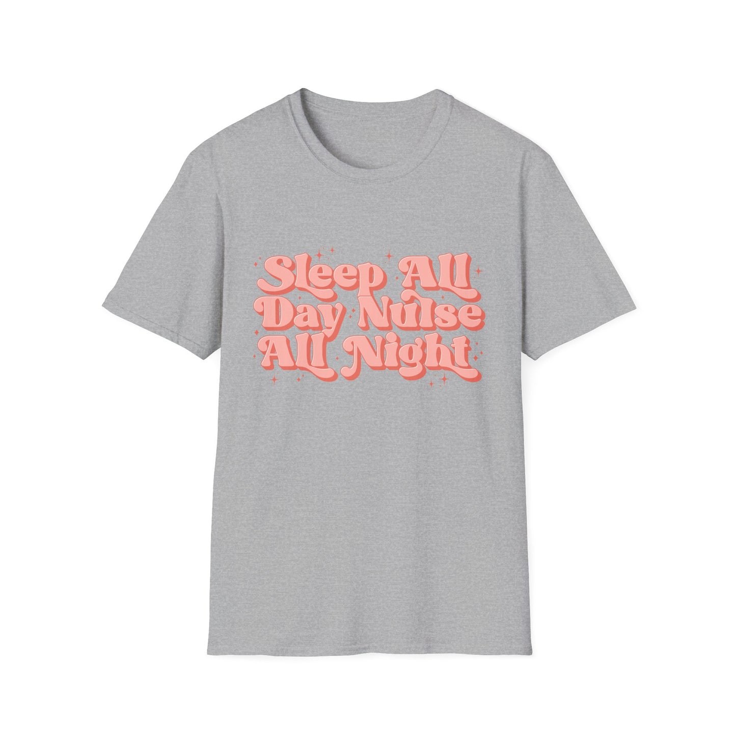 Sleep All Day Nurse All Night T-Shirt — Cute Retro Nurse Tee for Healthcare Workers