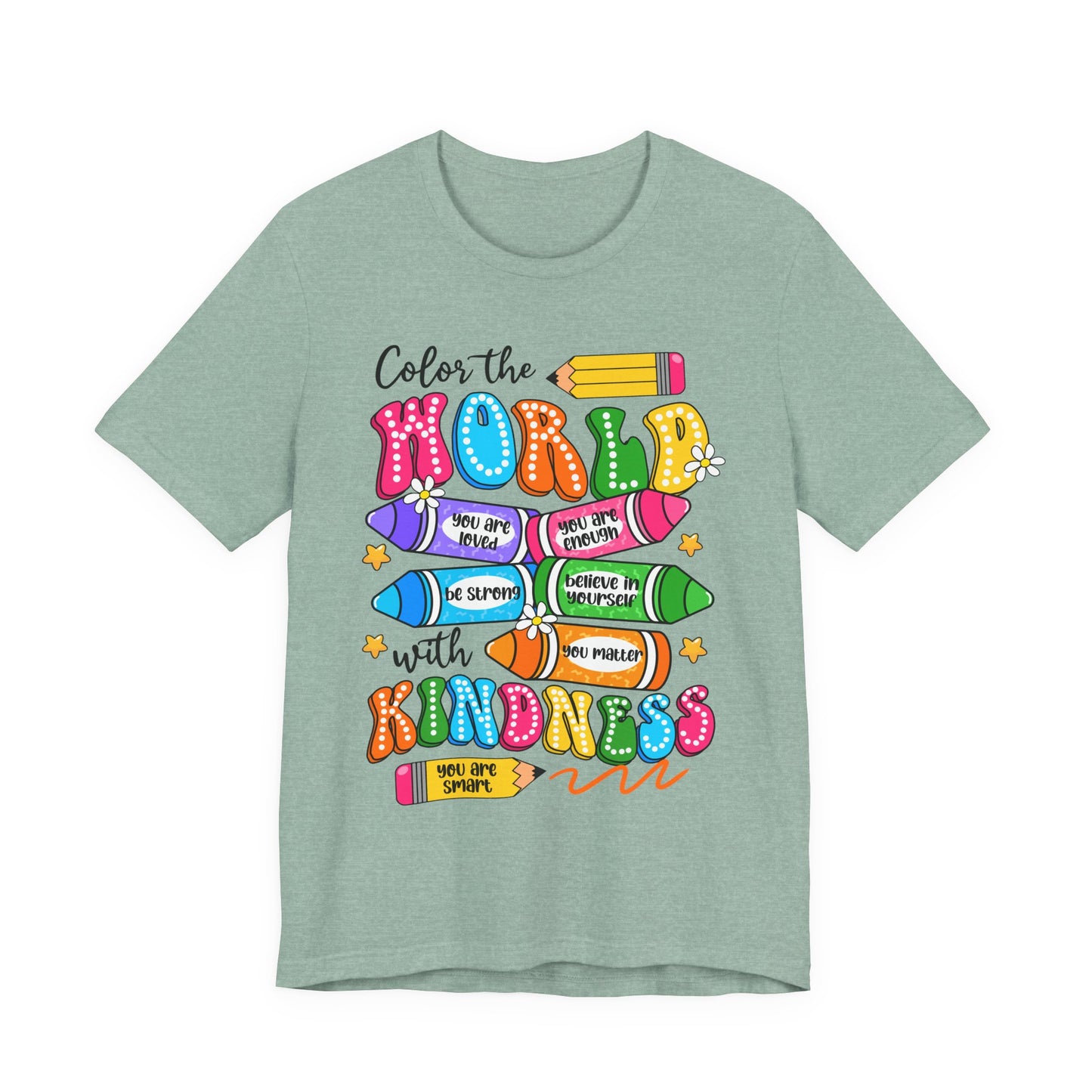 Color the World with Kindness T-Shirt — Kids & Teachers Positive Message Tee