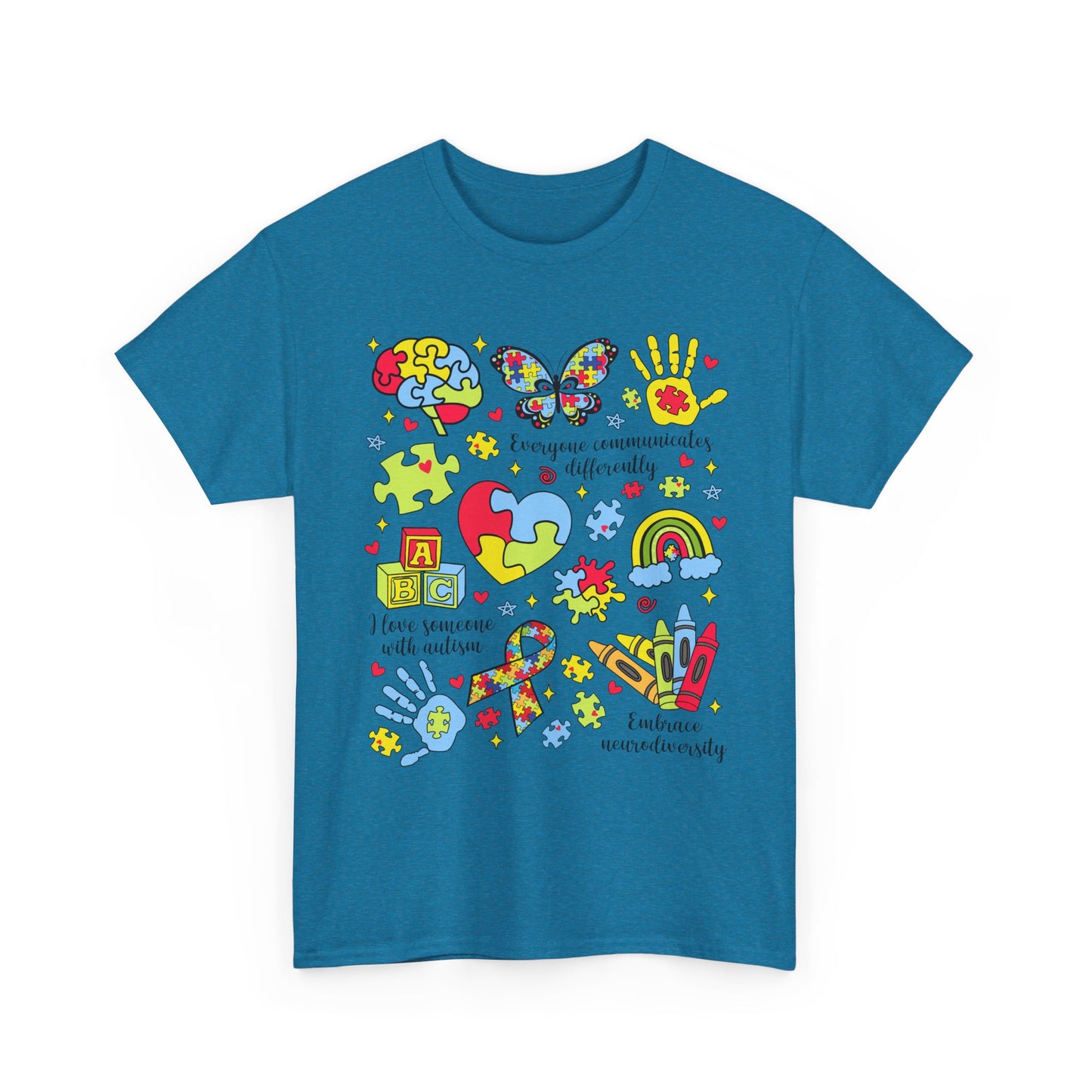 Autism Awareness Graphic Tee — Colorful Puzzle Heart & Hands Design