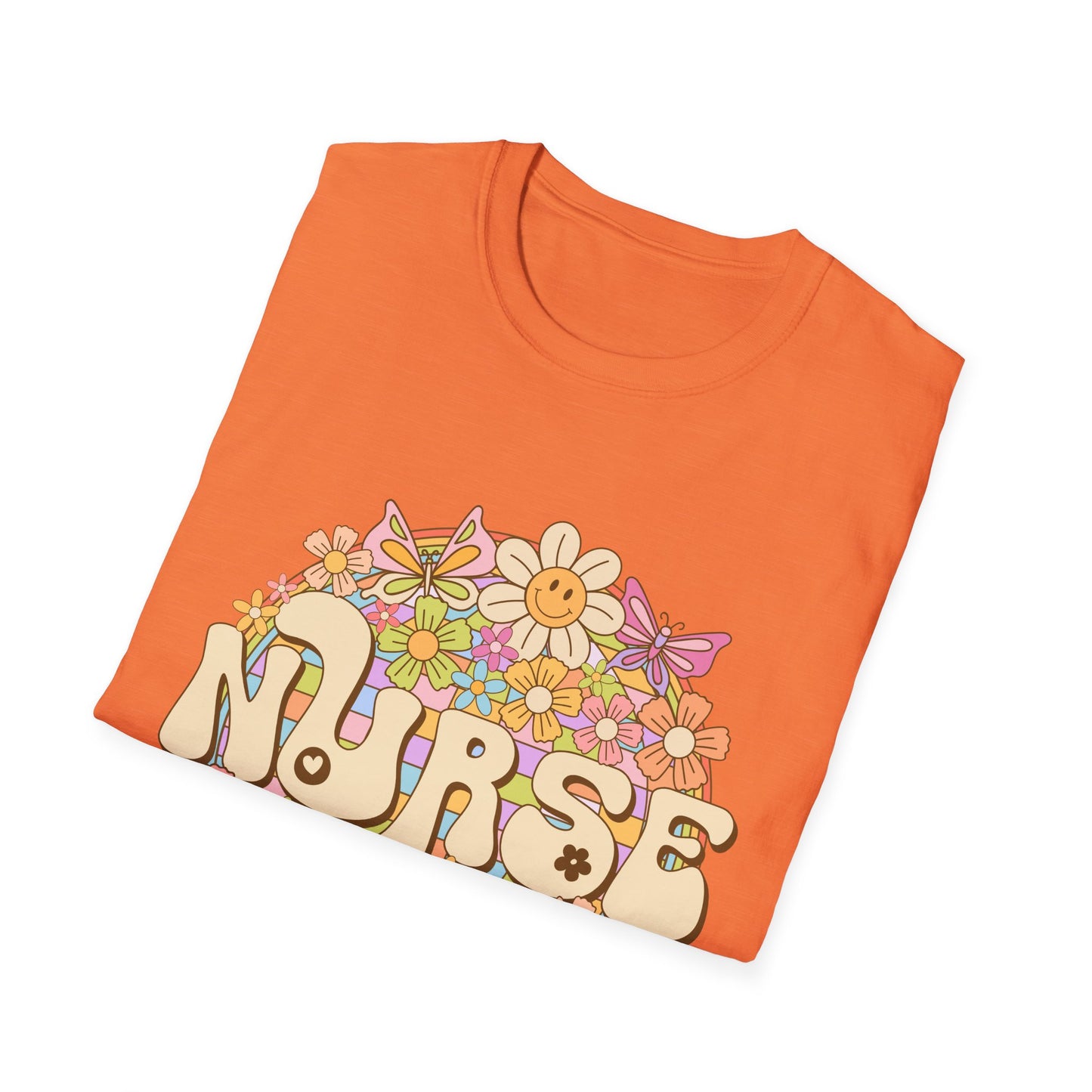 Nurse Floral Retro T-Shirt — Cute Vintage Flower Badge for Nurses