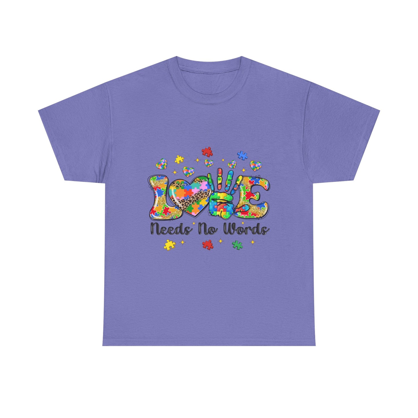 T-Shirt — "Love Needs No Words" Autism Awareness Graphic Tee