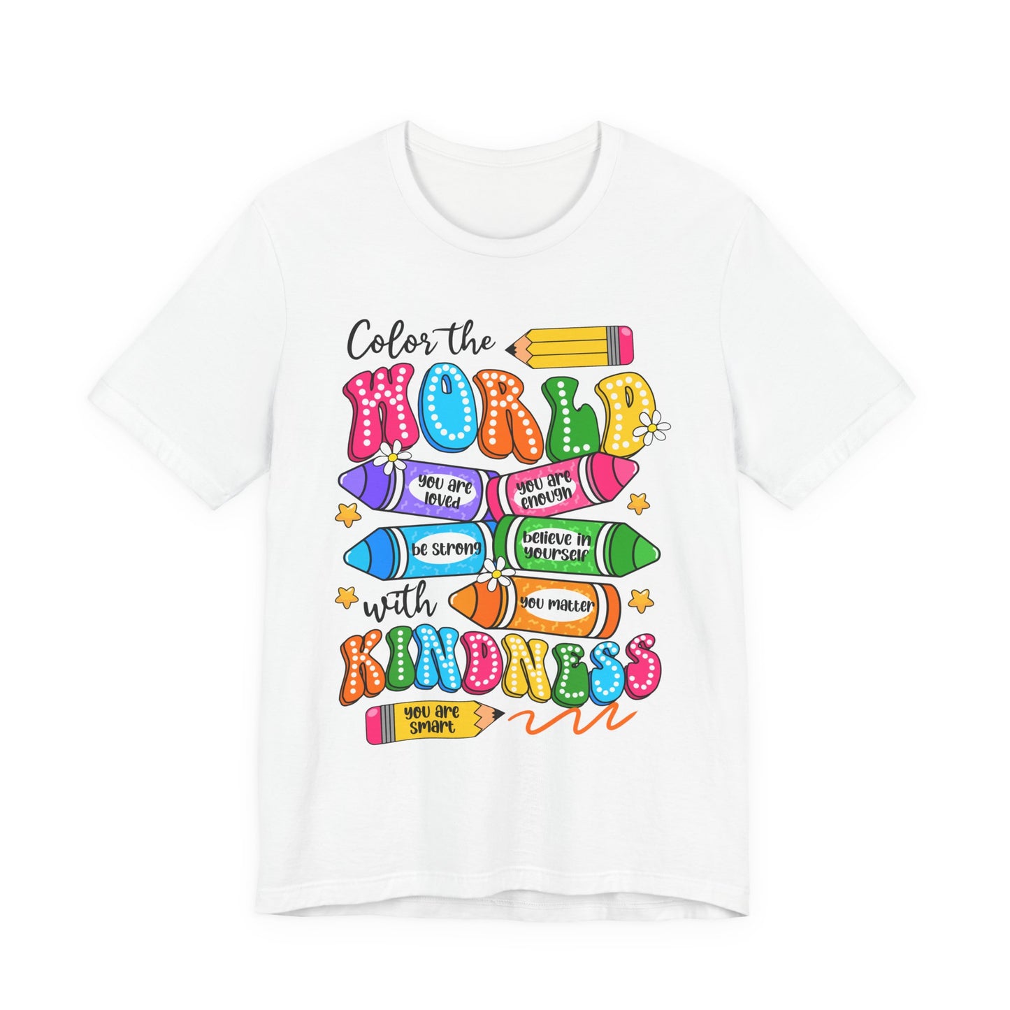 Color the World with Kindness T-Shirt — Kids & Teachers Positive Message Tee
