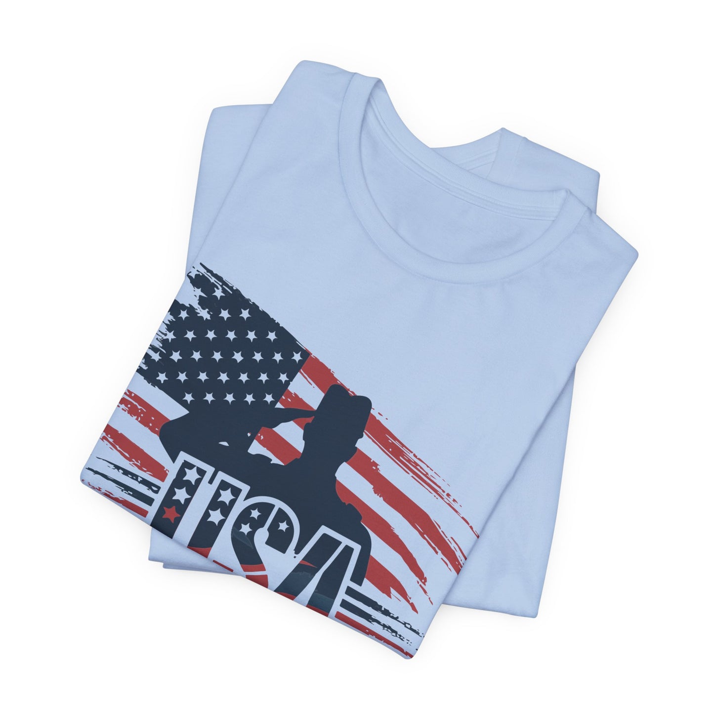 USA Veteran T-Shirt – American Flag Silhouette Patriotic Tee