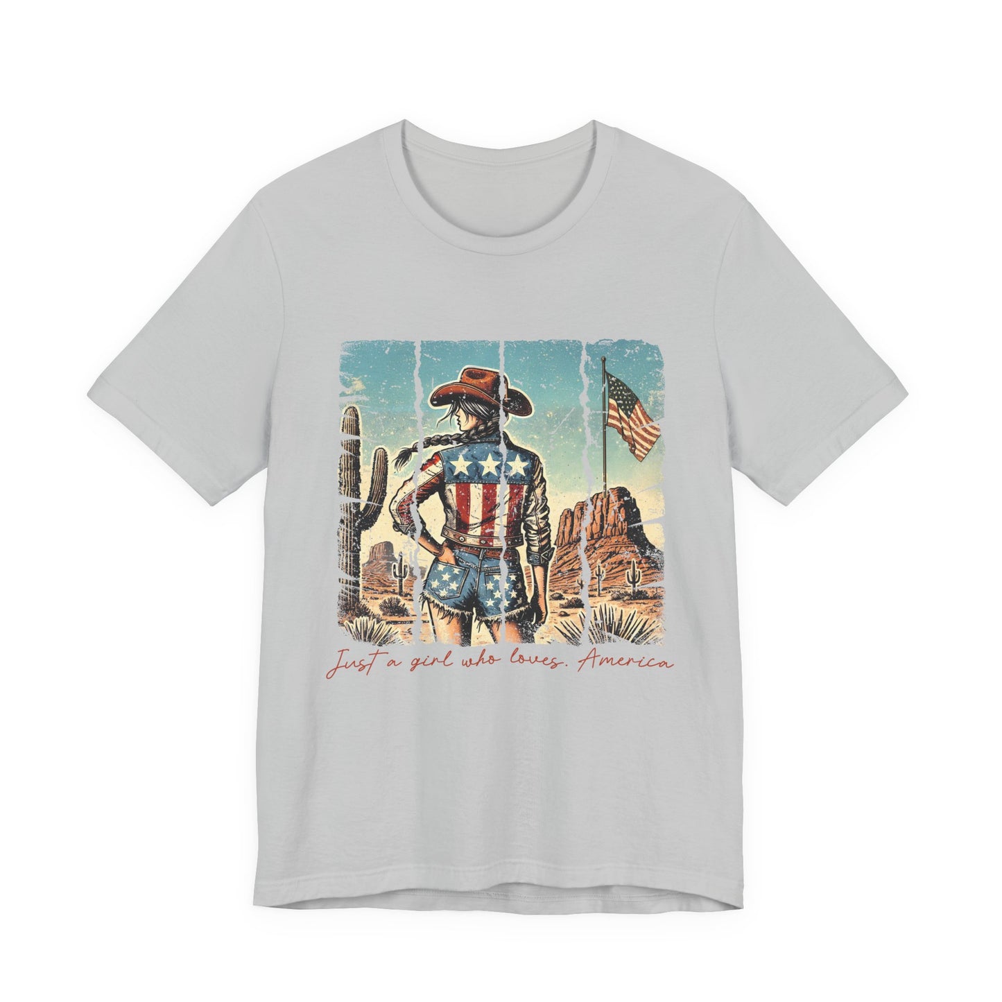 Patriotic Cowgirl Tee — "Just a Girl Who Loves America"
