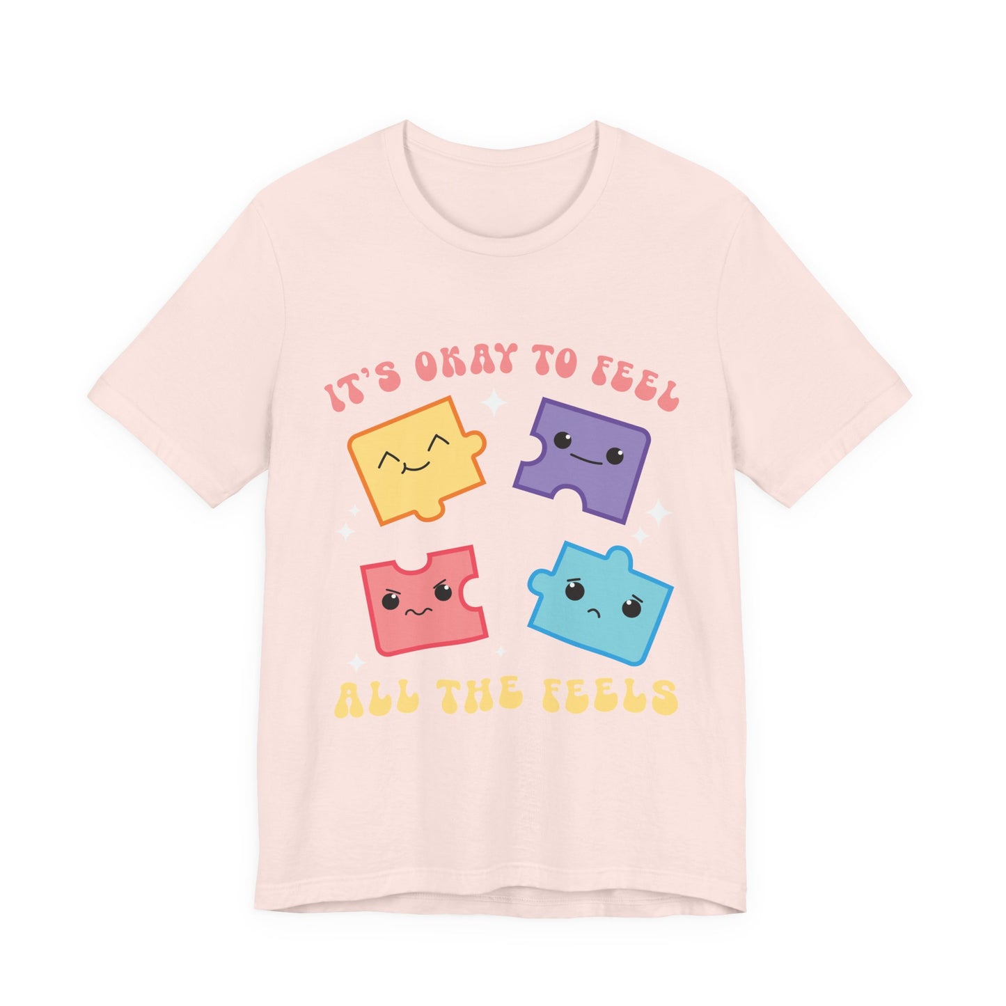 “It’s Okay to Feel” Puzzle Pieces Tee — Mental Health Awareness Comfort Shirt