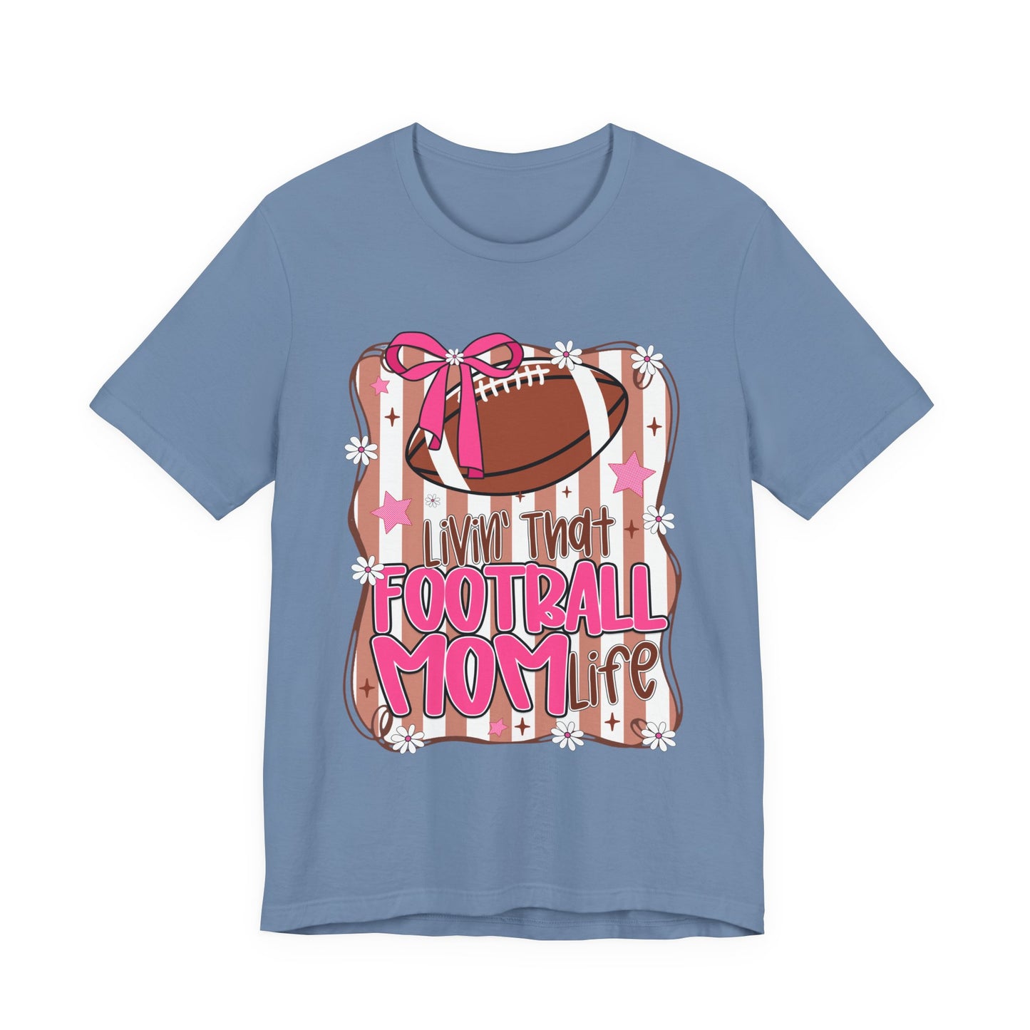 Football Mom Life T-Shirt — Pink Bow Football Mom Tee