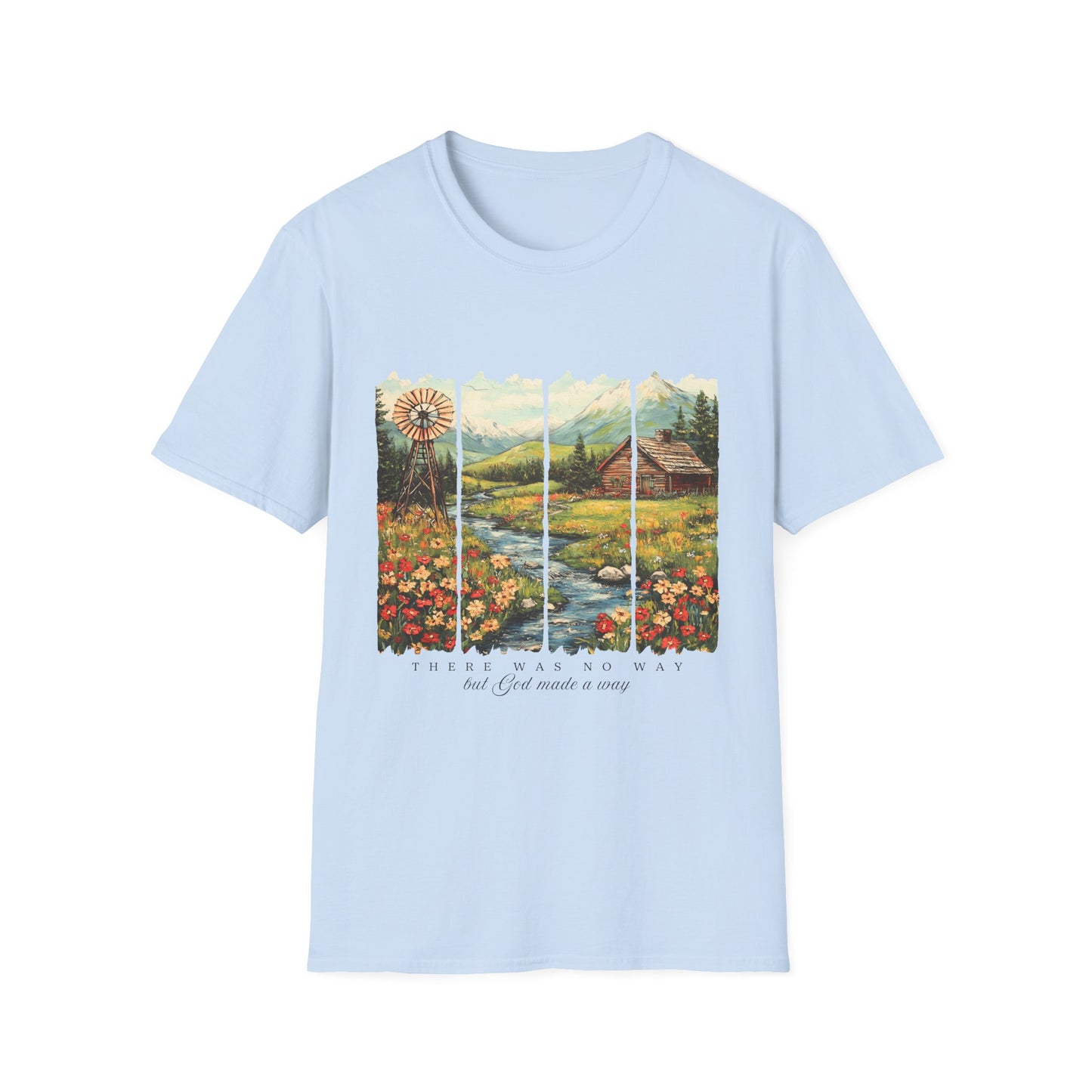 Scenic Windowpane Cabin T-Shirt — 'I Am But A Child Made of Stars' Nature Graphic Tee