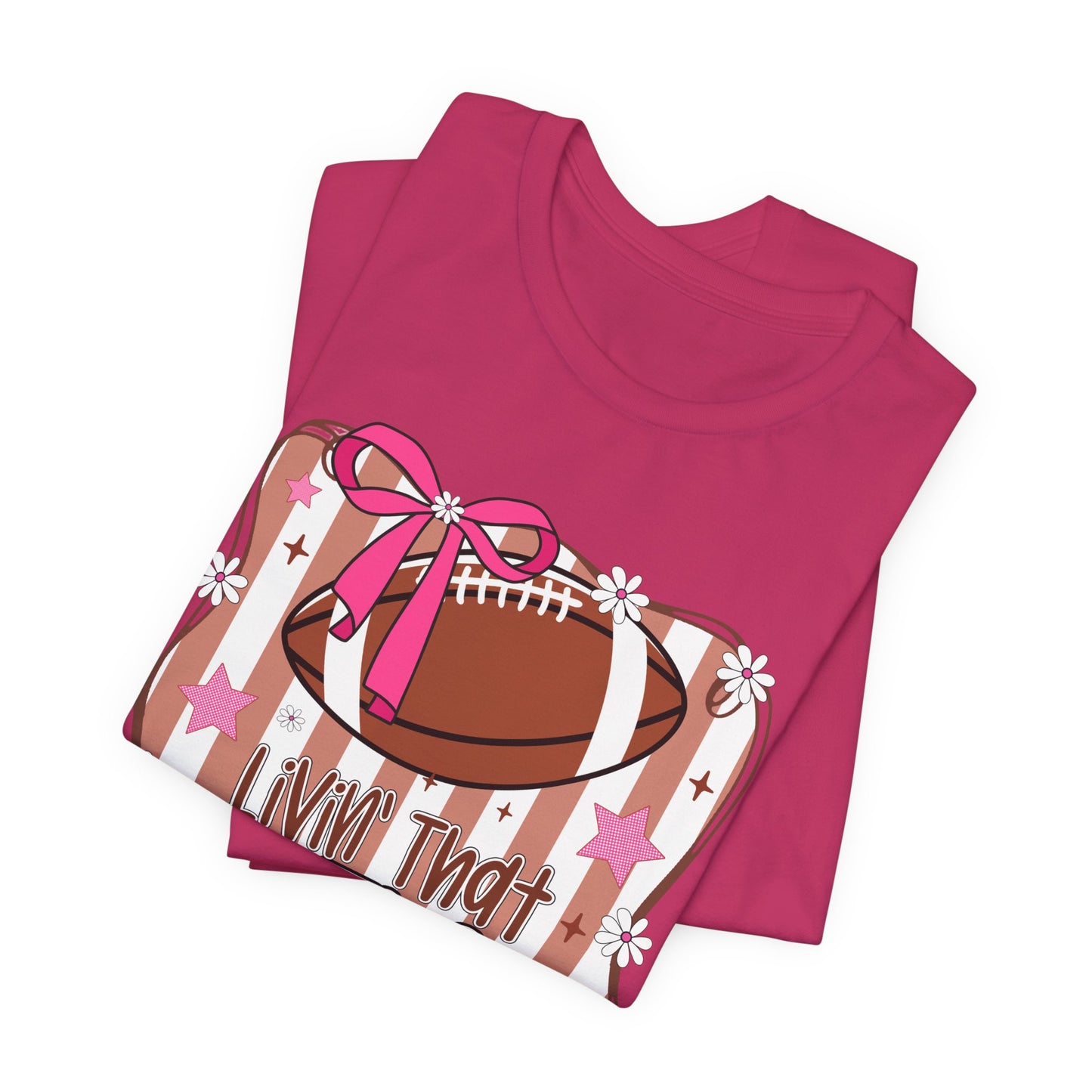 Football Mom Life T-Shirt — Pink Bow Football Mom Tee