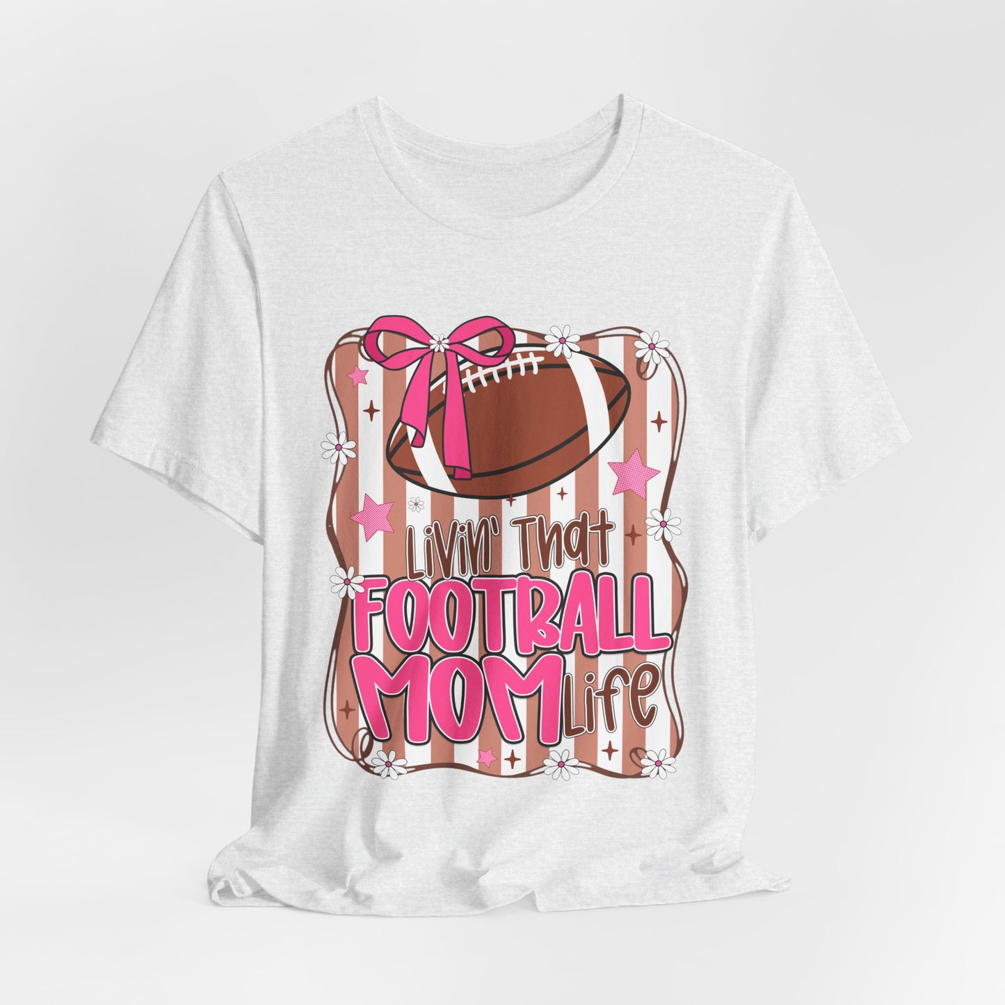 Football Mom Life T-Shirt — Pink Bow Football Mom Tee