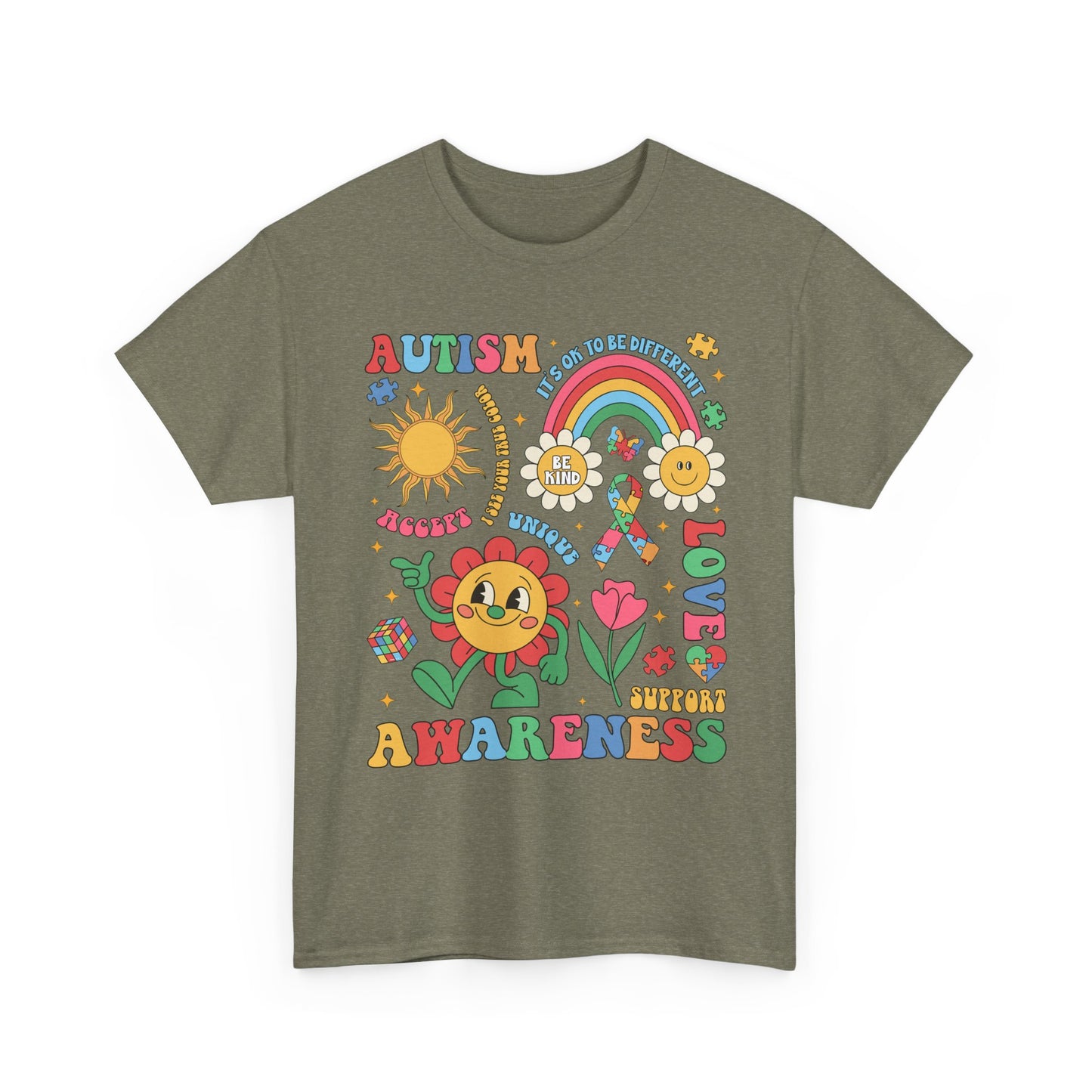 Autism Awareness Rainbow Floral Tee — Love, Support & Awareness T-Shirt
