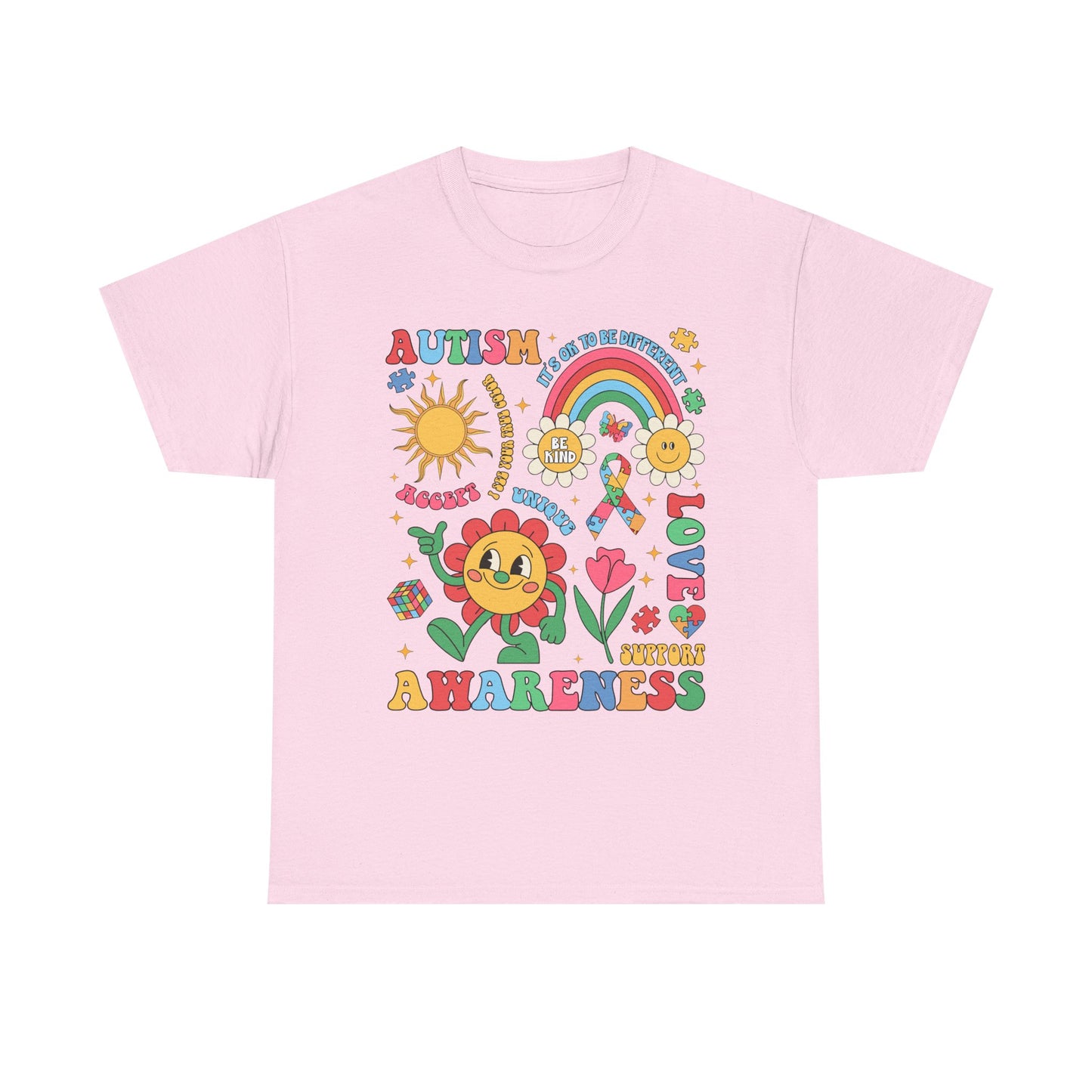 Autism Awareness Rainbow Floral Tee — Love, Support & Awareness T-Shirt