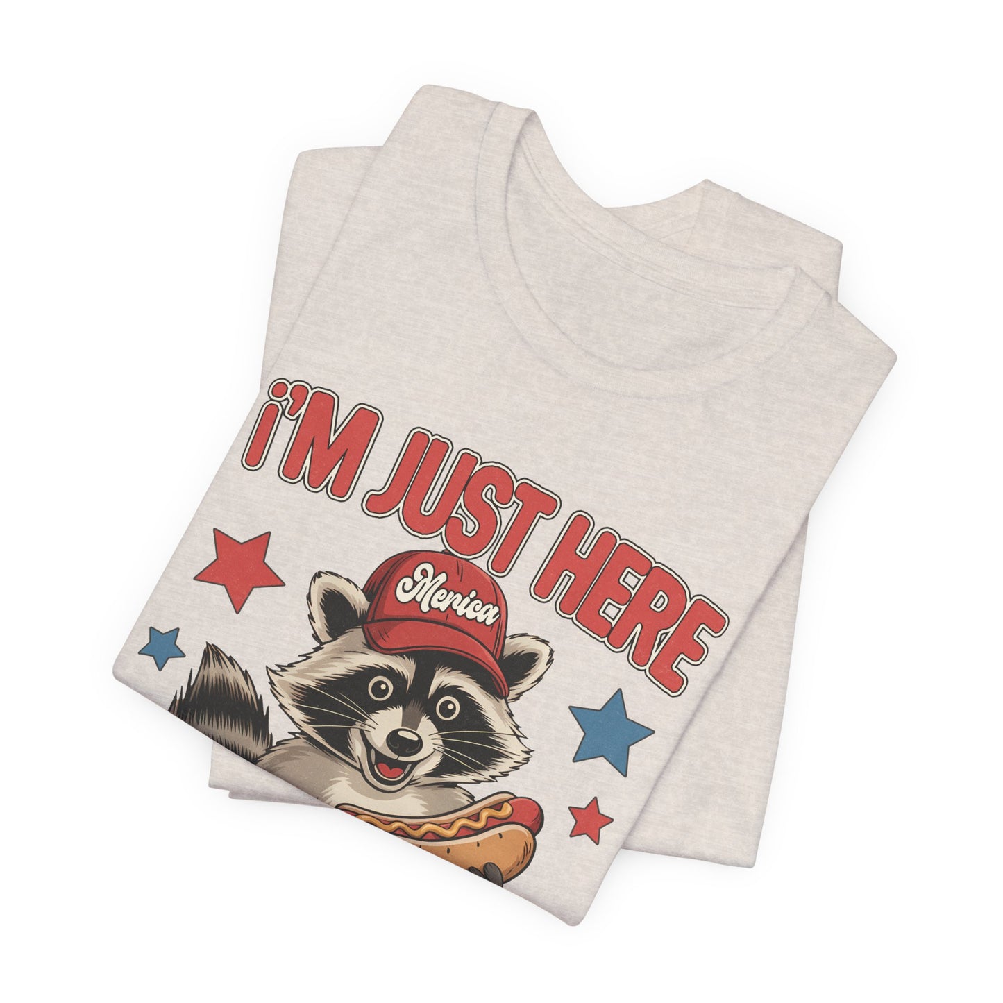 Patriotic Raccoon Hot Dog Tee — “I'm Just Here For The Winans” Graphic T-Shirt