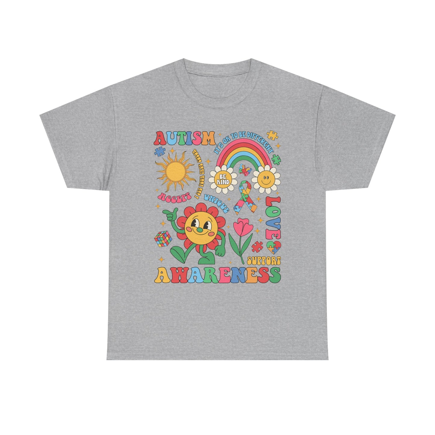 Autism Awareness Rainbow Floral Tee — Love, Support & Awareness T-Shirt