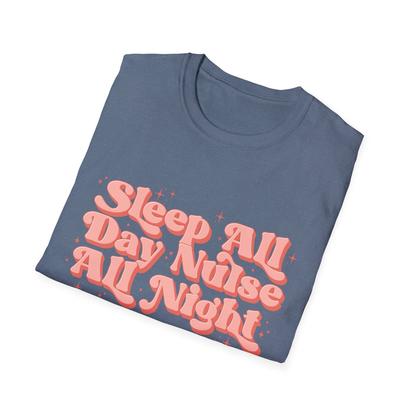 Sleep All Day Nurse All Night T-Shirt — Cute Retro Nurse Tee for Healthcare Workers