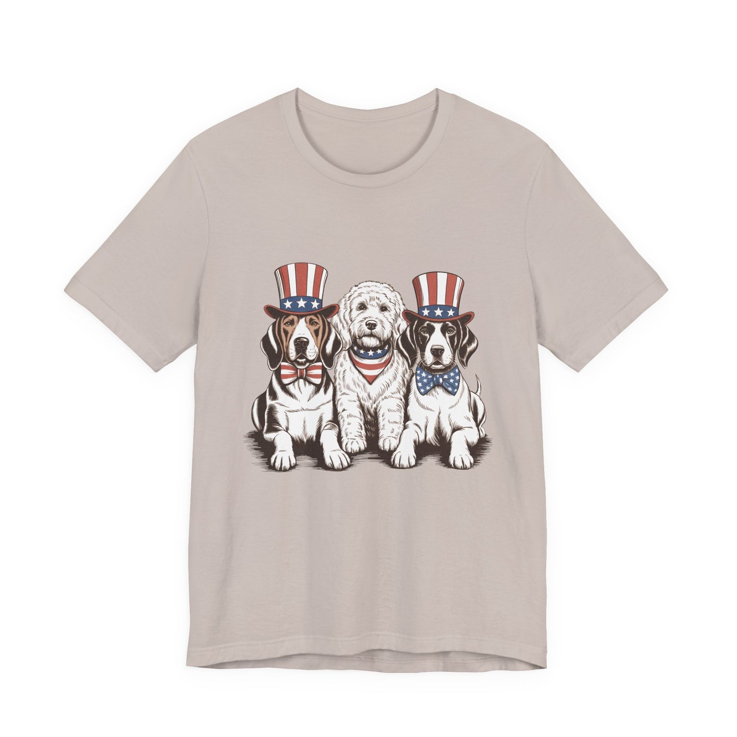 Patriotic Puppies T-Shirt — 4th of July Dog Tee with Uncle Sam Hats