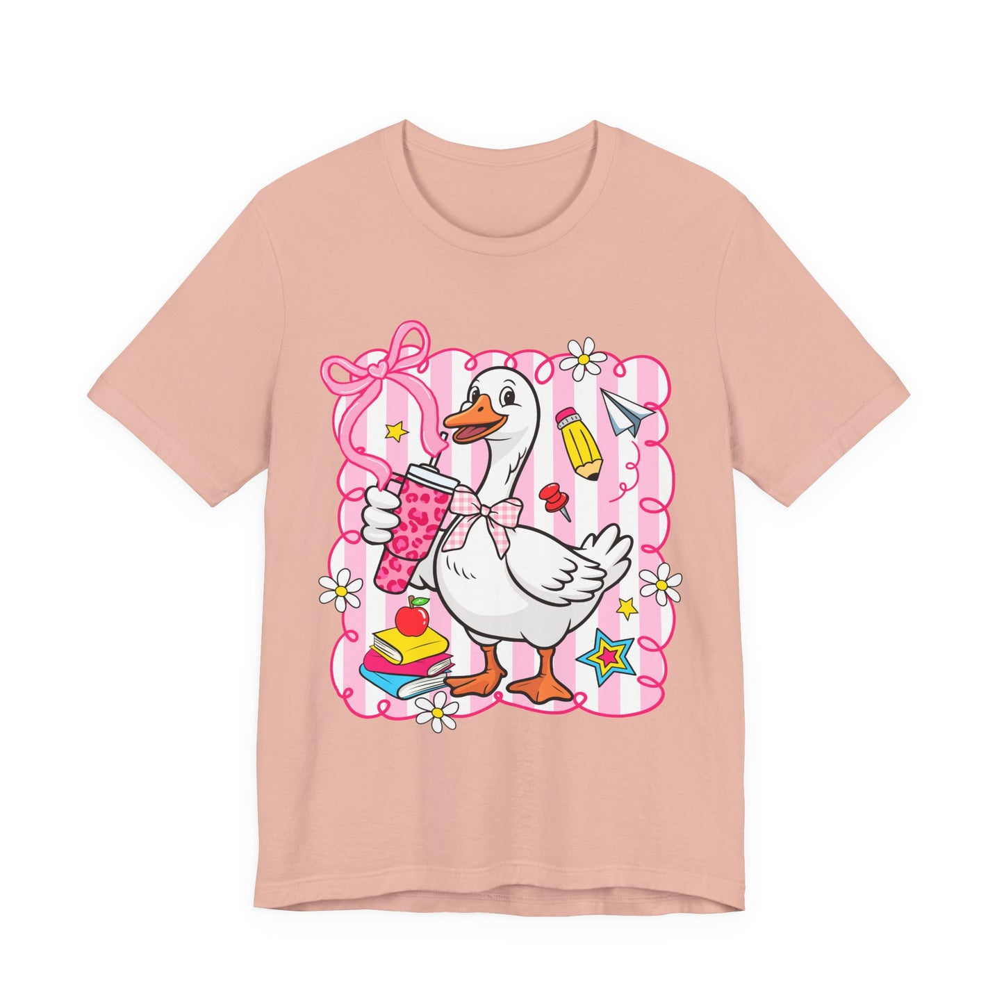 Cute Goose Graphic Tee — School Supplies Back-to-School T-Shirt