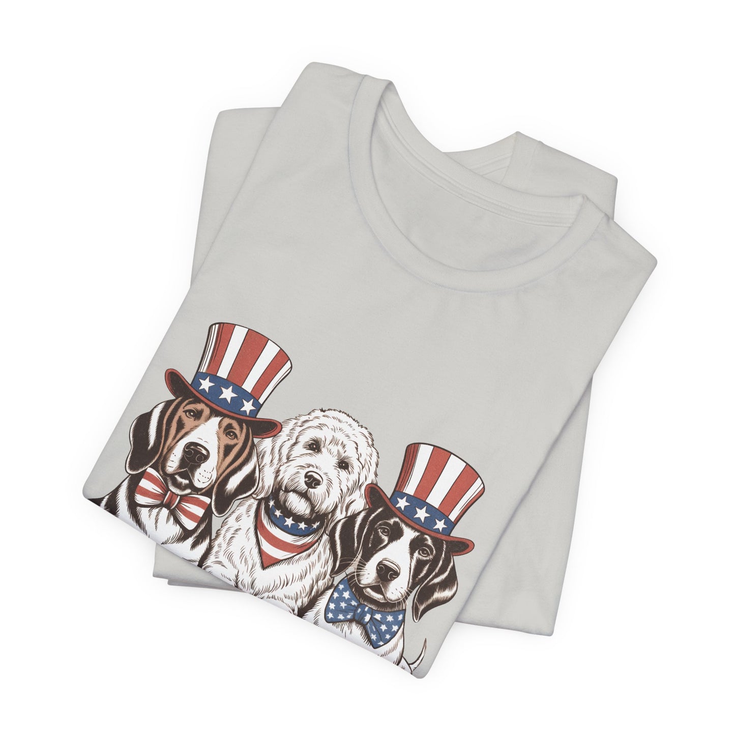 Patriotic Puppies T-Shirt — 4th of July Dog Tee with Uncle Sam Hats