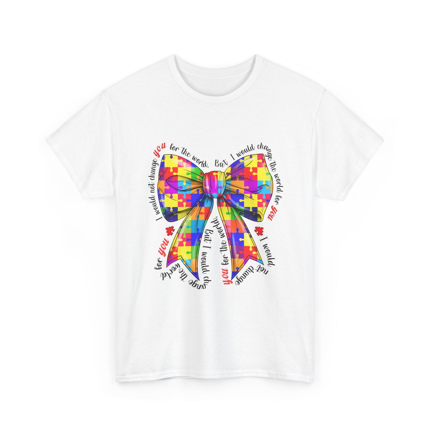 Autism Puzzle Ribbon Tee — Colorful Awareness Bow Shirt