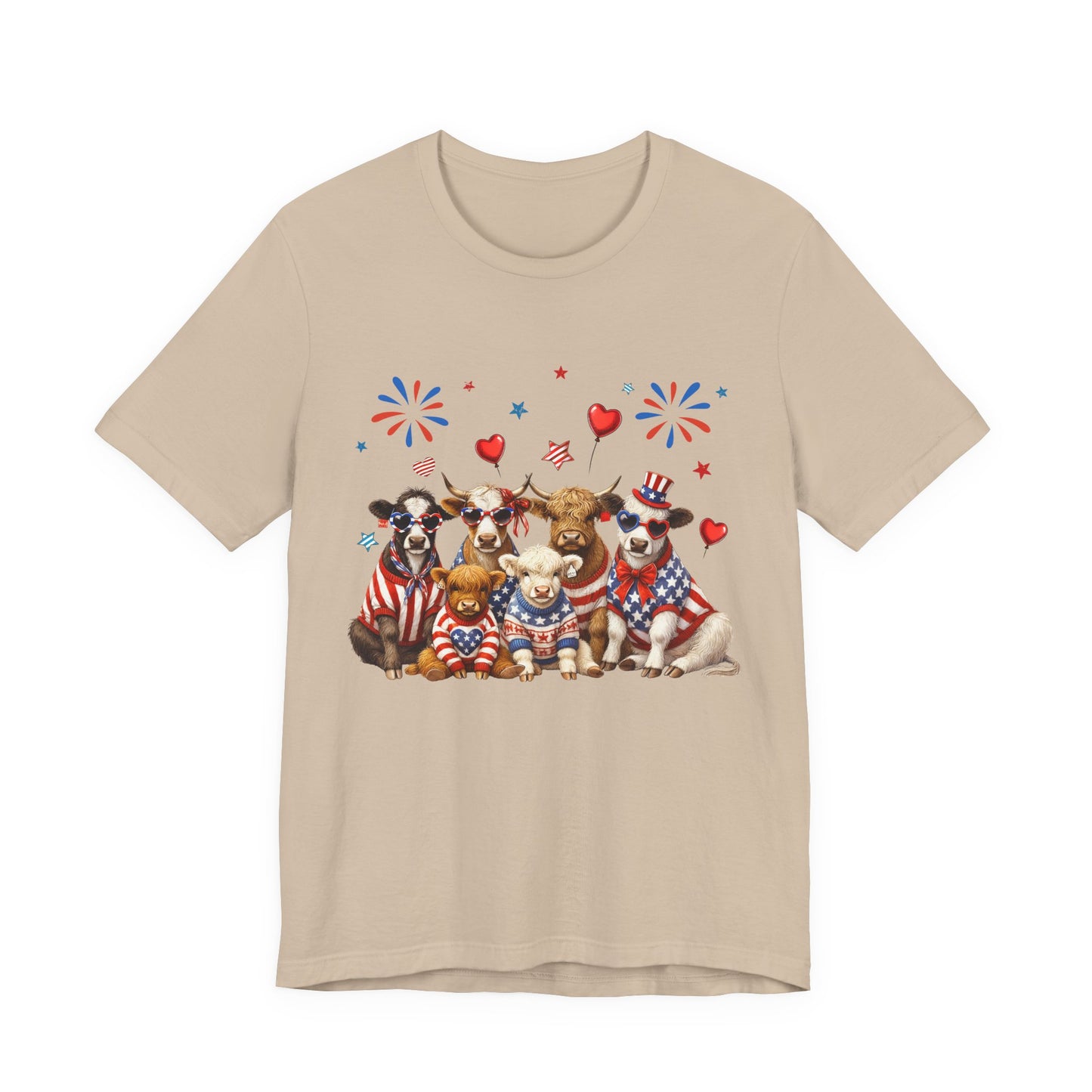 Patriotic CowsT-Shirt — Cute Cows in USA Outfit 4th of July Tee