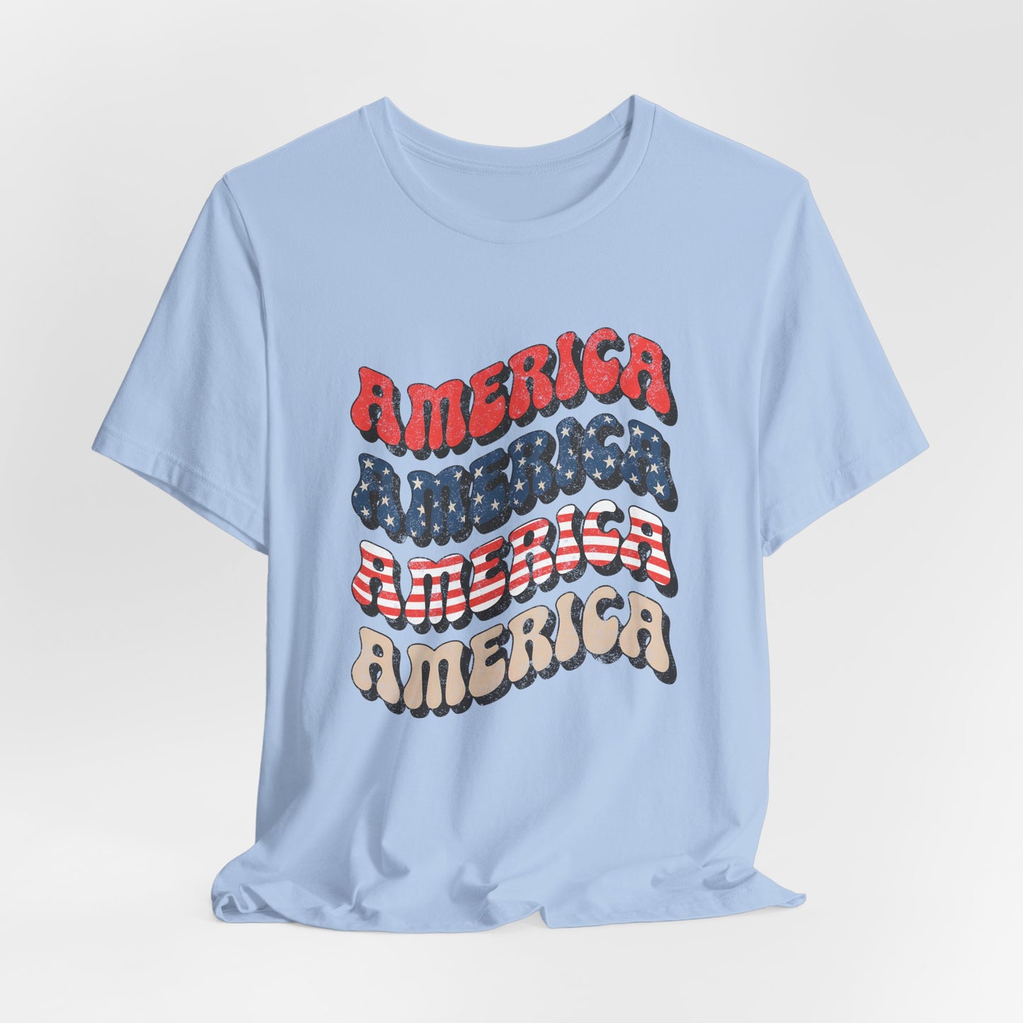 Patriotic "America" Retro Wave T-Shirt