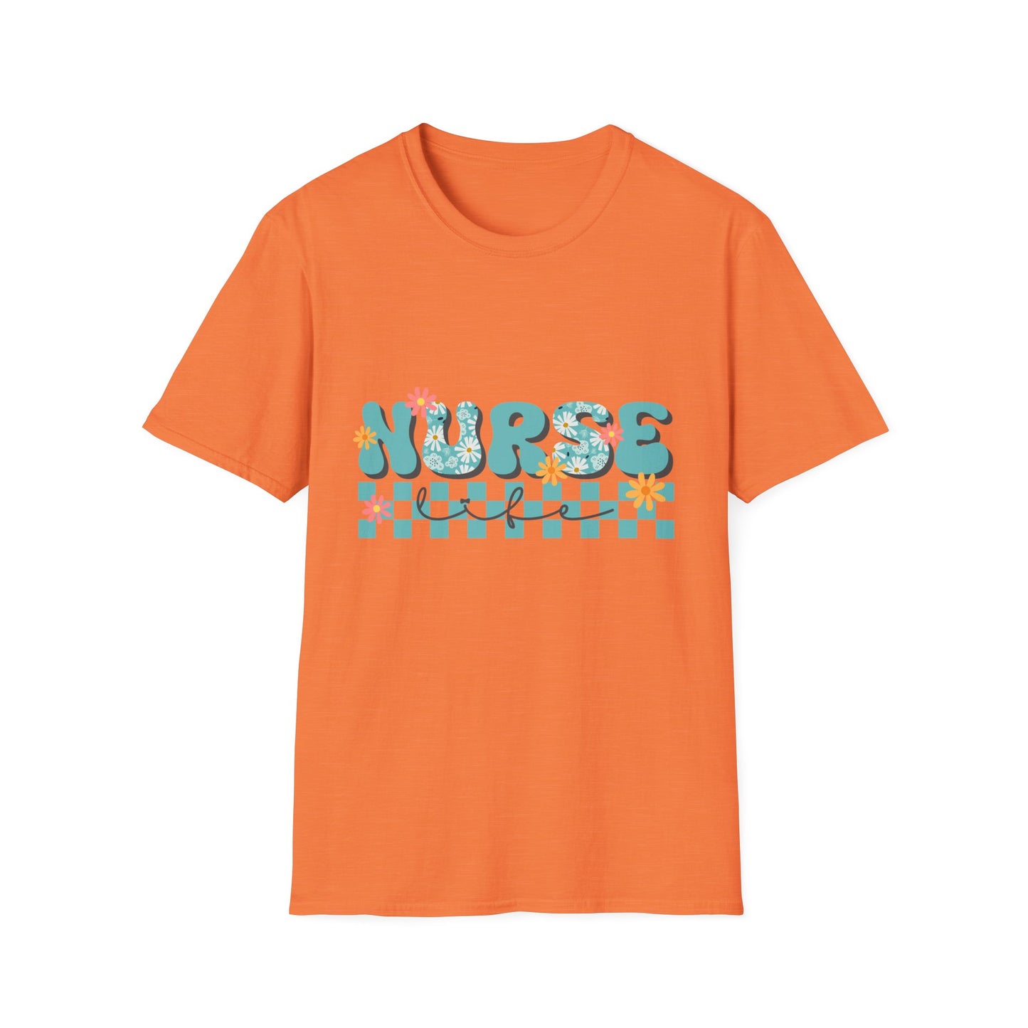 Nurse Floral Checkerboard T-Shirt