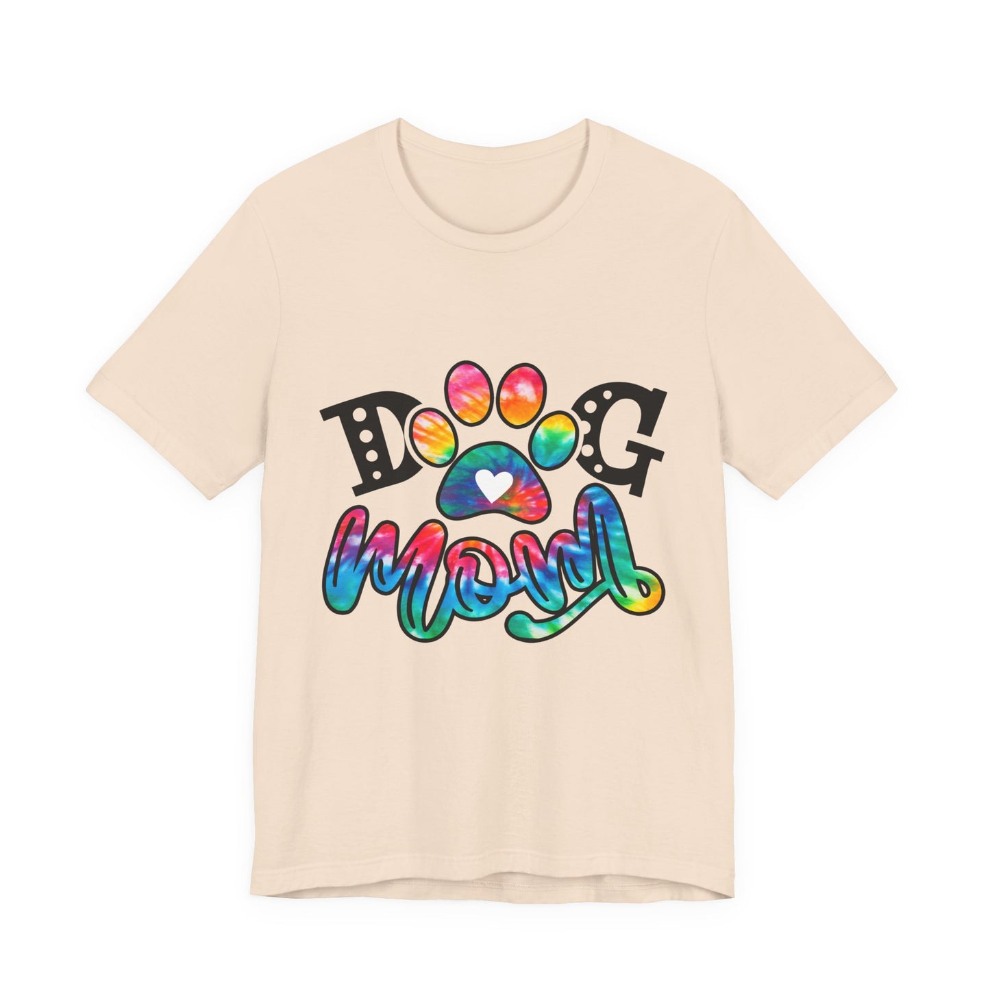 Dog Mom T-Shirt - Colorful Rainbow Paw Design