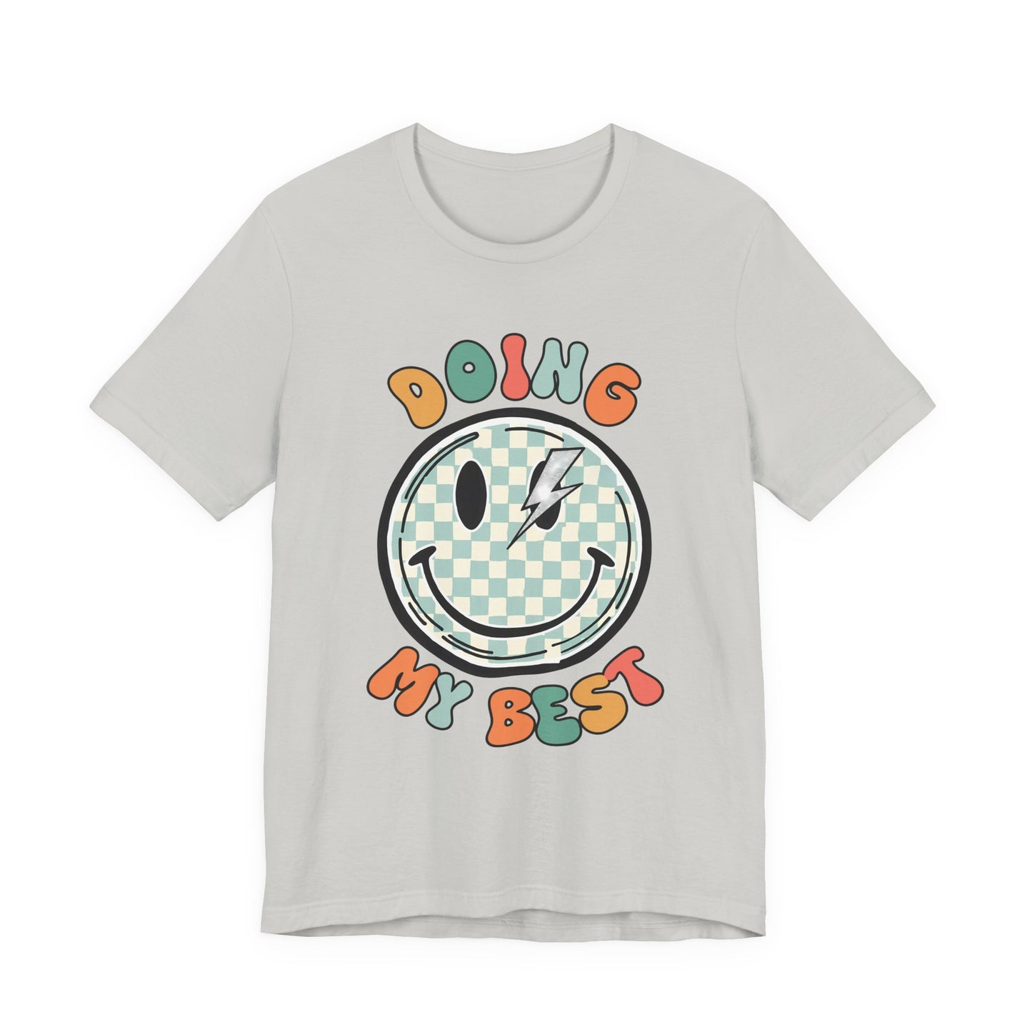 Doing My Best Smiley Tee — Retro Checkerboard Positive Message T‑Shirt