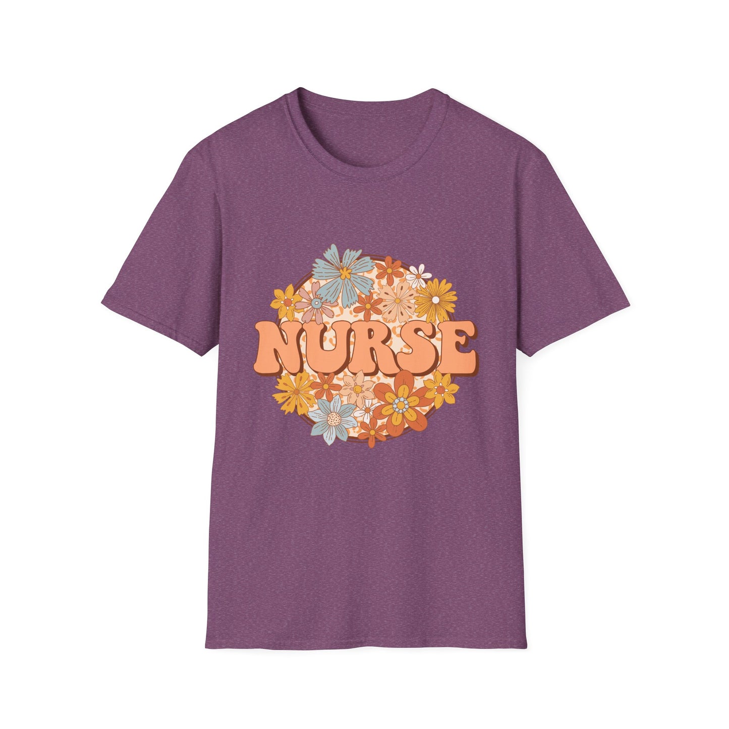 Nurse Floral Retro Tee — "NURSE" Vintage Flower Graphic T-Shirt
