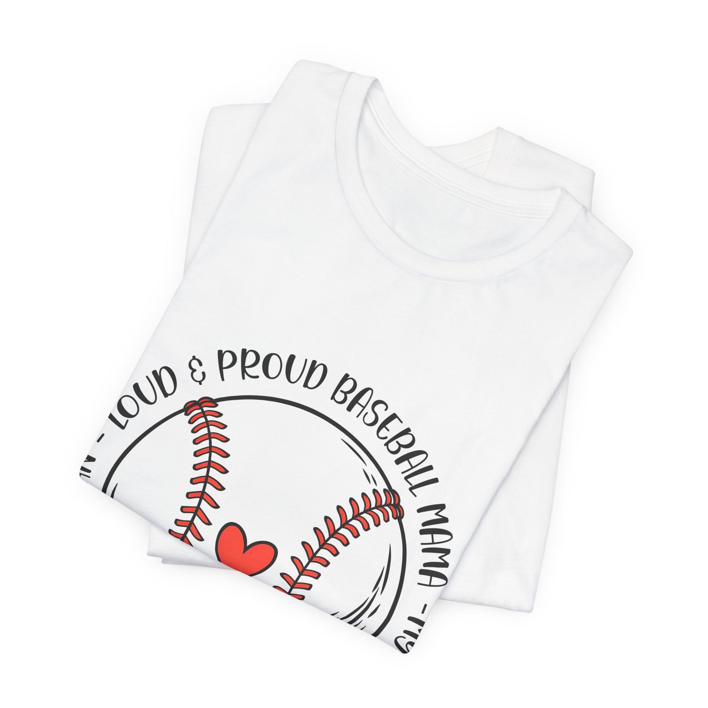 Baseball Mom Tee – Proud Baseball Mama Graphic Shirt (Heart & Stitch Design)