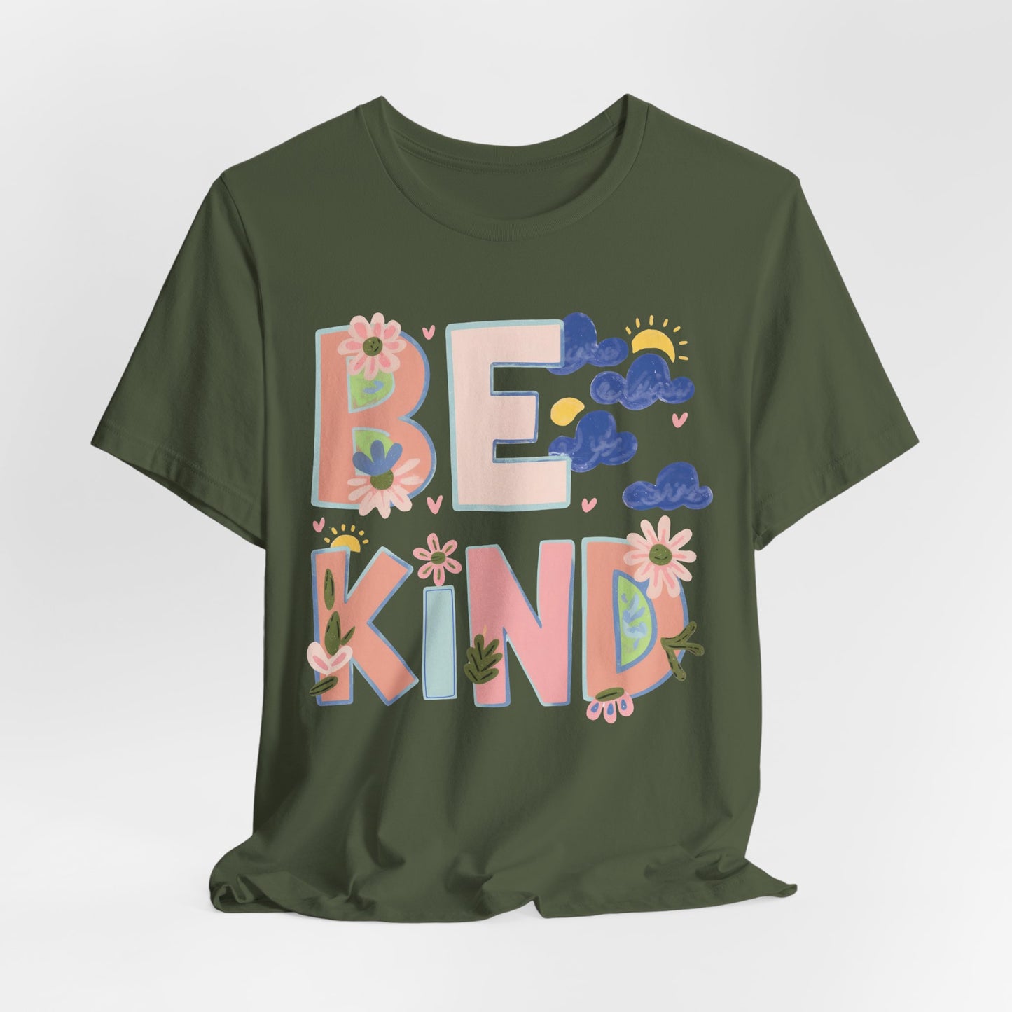 Be Kind Floral Tee — Positive Message Graphic T-Shirt