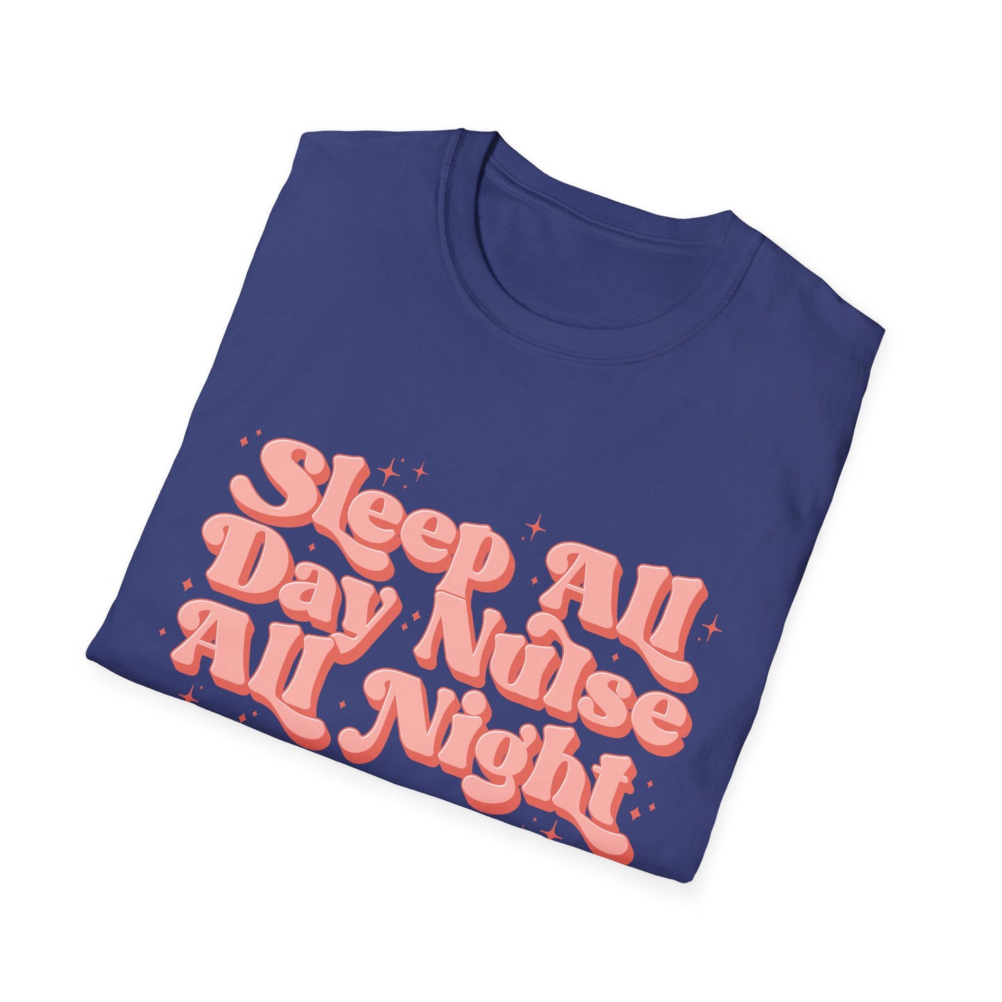 Sleep All Day Nurse All Night T-Shirt — Cute Retro Nurse Tee for Healthcare Workers