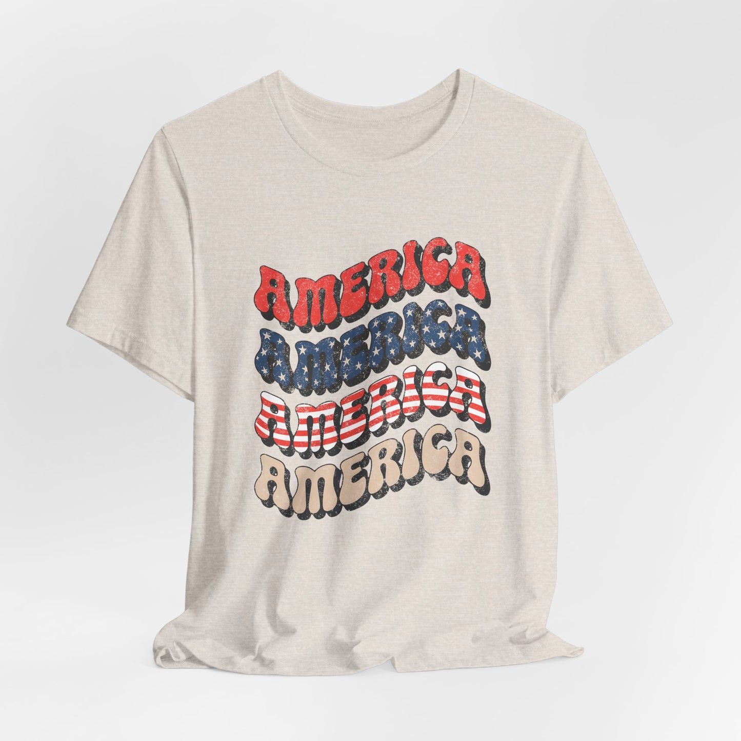 Patriotic "America" Retro Wave T-Shirt