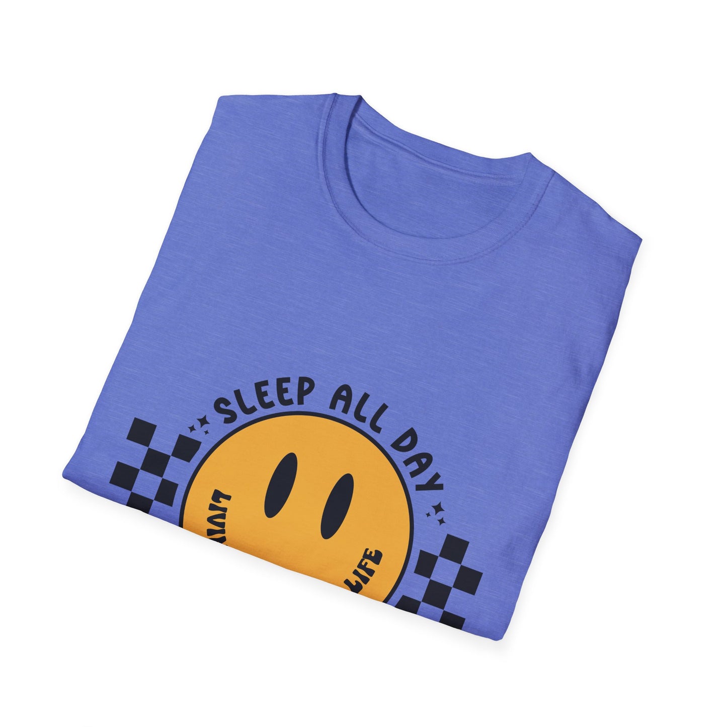 Nurse Smiley Tee — “Sleep All Day, Nurse All Night” Graphic T-Shirt