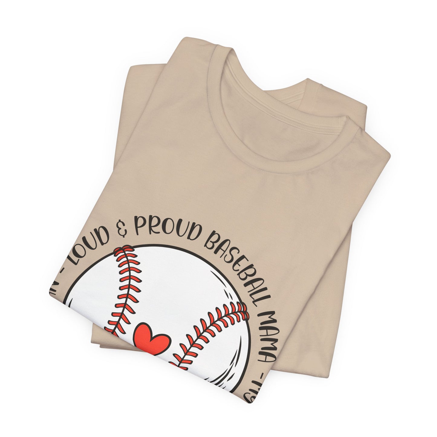 Baseball Mom Tee – Proud Baseball Mama Graphic Shirt (Heart & Stitch Design)