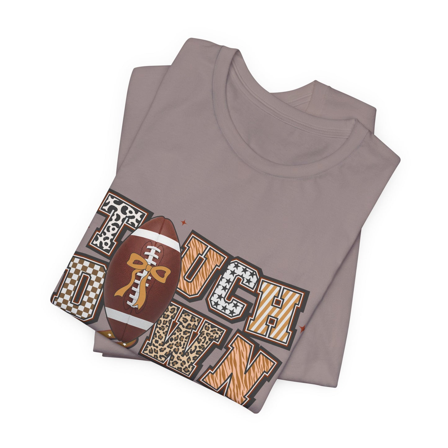 Touchdown Season Football T-Shirt — Retro Brown Leopard Print Design