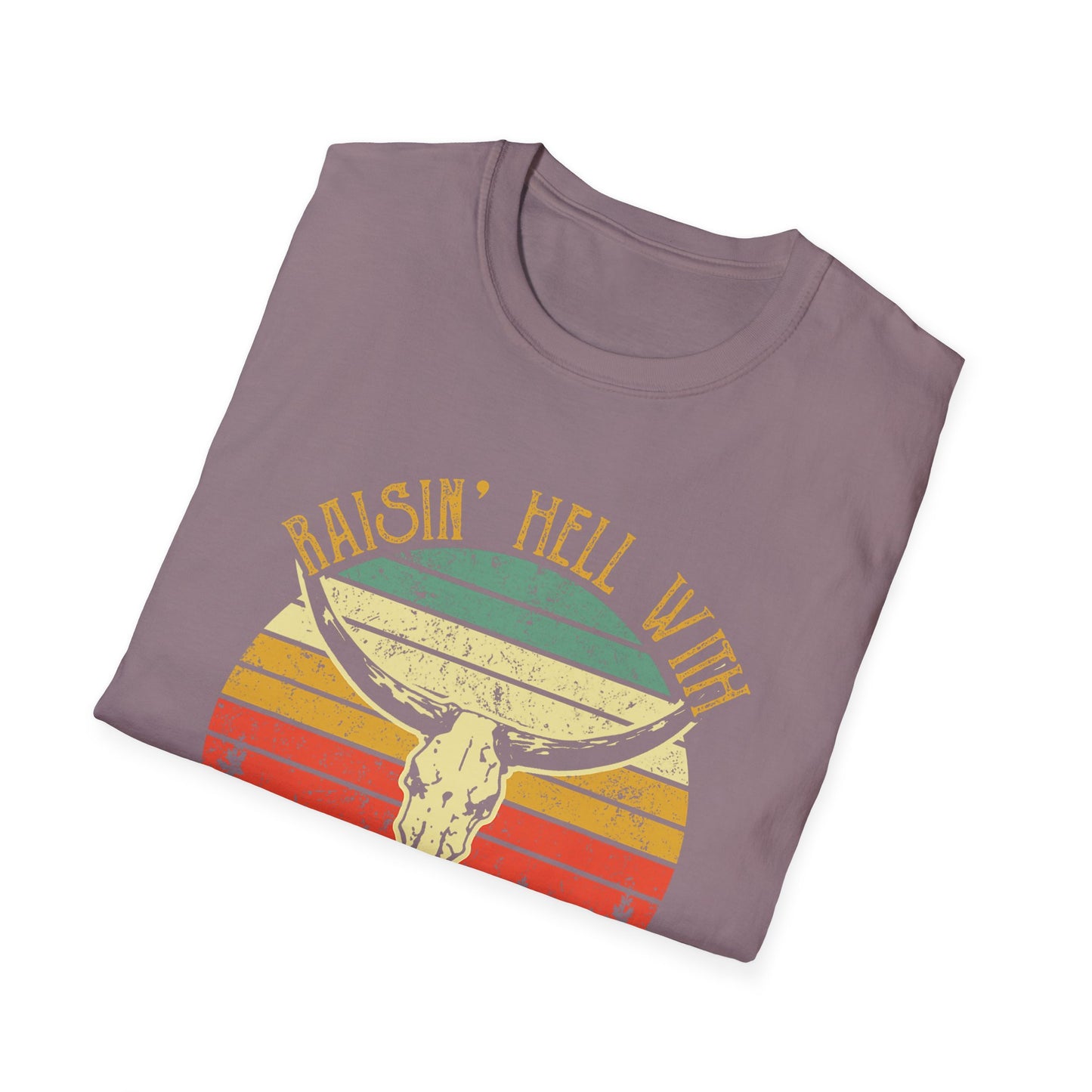 T-Shirt — Raisin' Hell With The Hippies And The Cowboys Vintage Skull Graphic