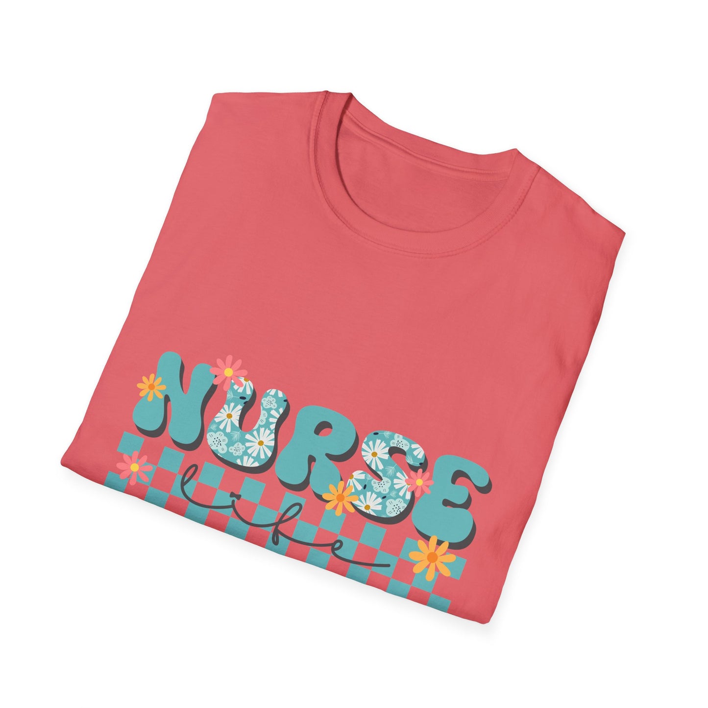 Nurse Floral Checkerboard T-Shirt