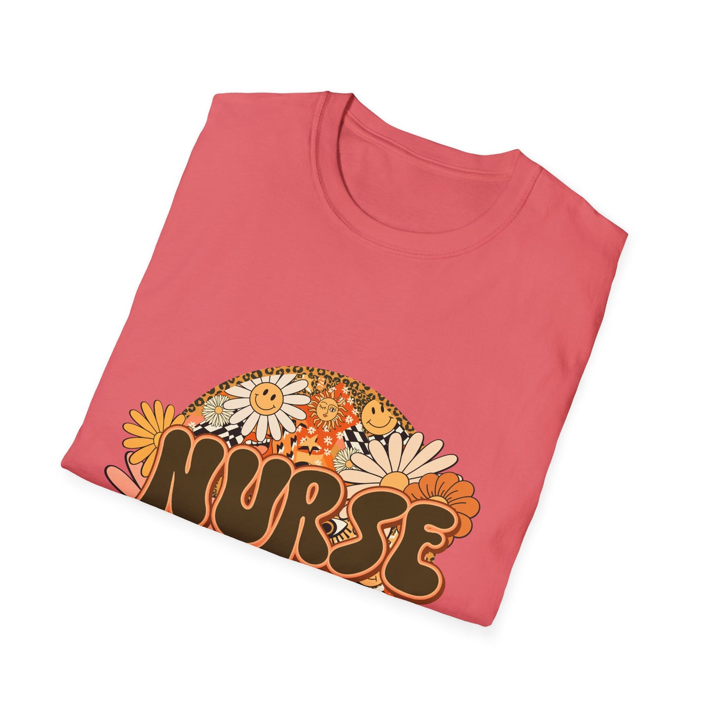 Retro Floral 'Nurse' T-Shirt — 70s Vintage Daisy Design for Nurses