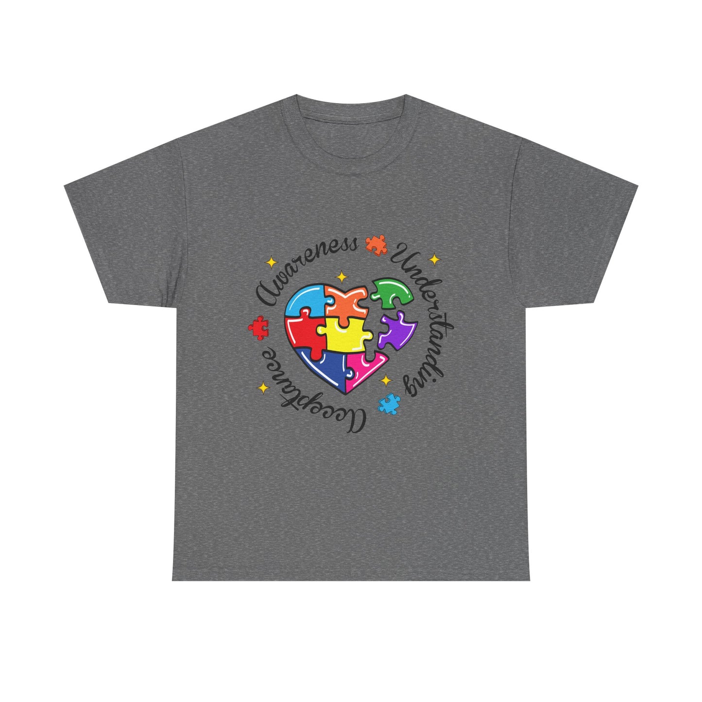 Autism Awareness Puzzle Heart T-Shirt – 'Awareness, Understanding, Acceptance'