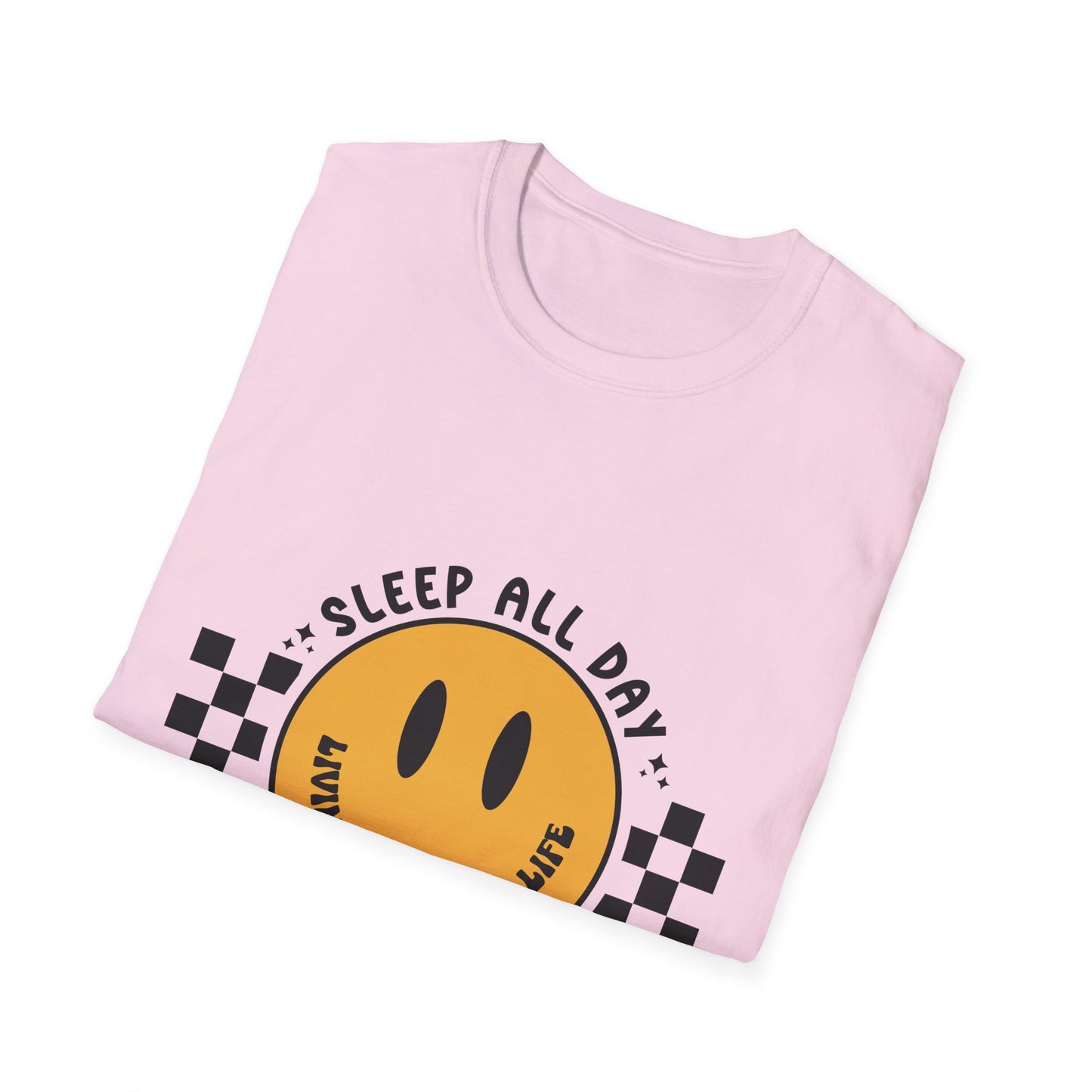 Nurse Smiley Tee — “Sleep All Day, Nurse All Night” Graphic T-Shirt