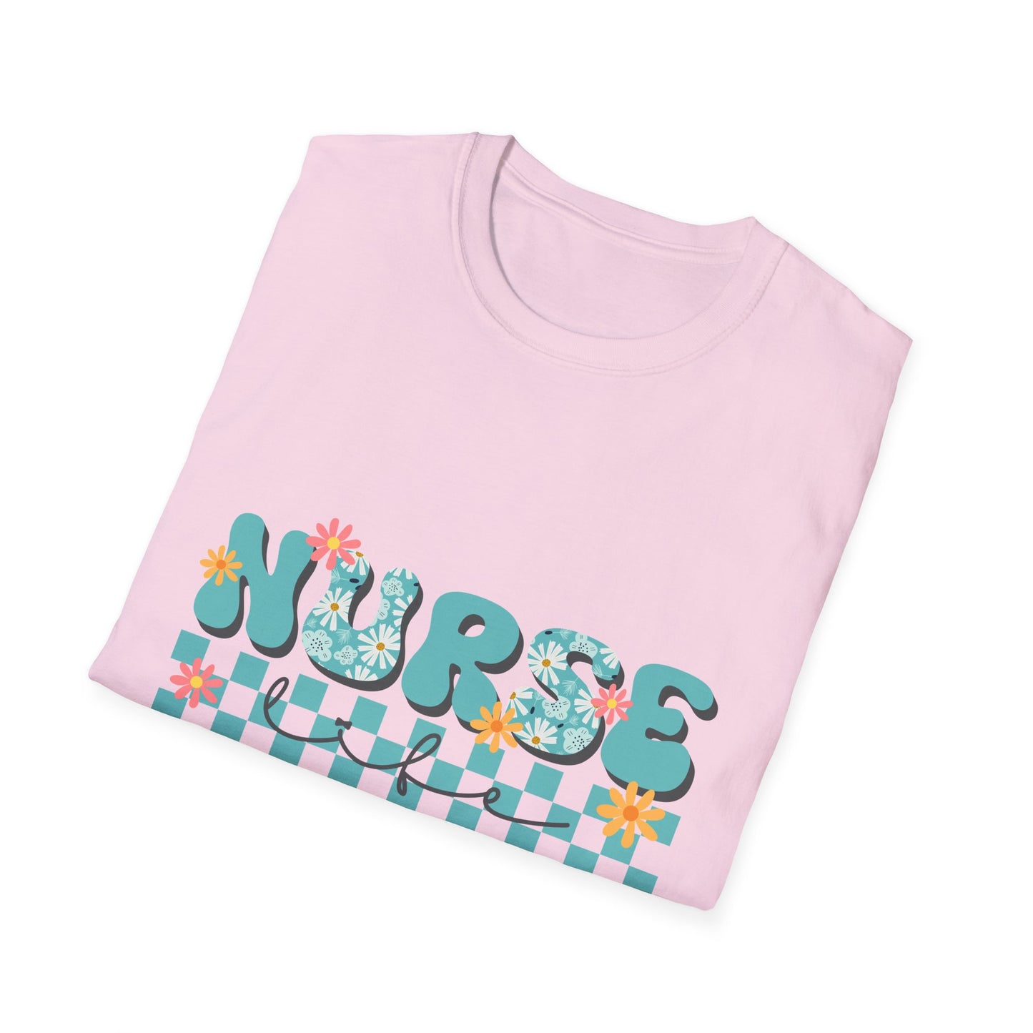 Nurse Floral Checkerboard T-Shirt