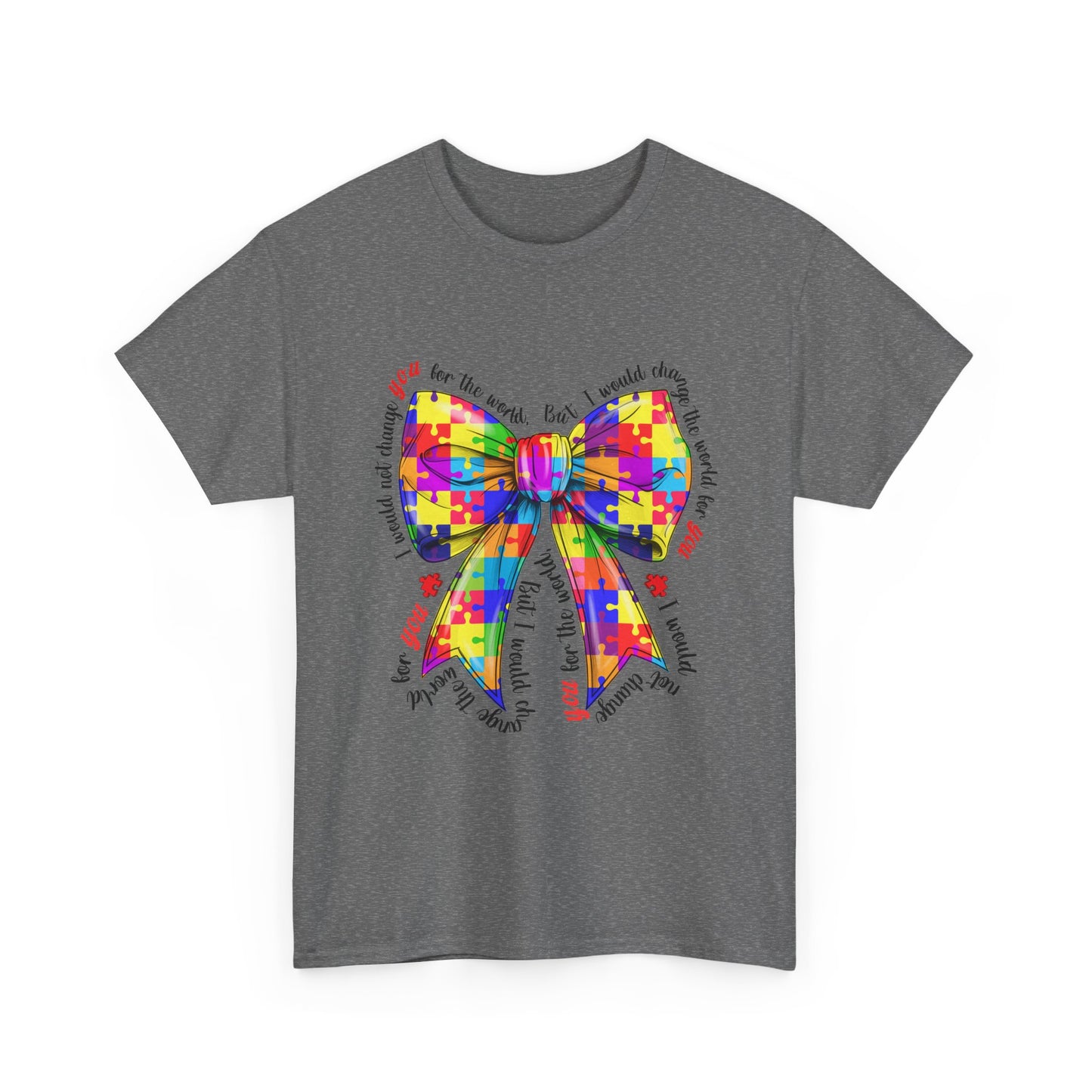 Autism Puzzle Ribbon Tee — Colorful Awareness Bow Shirt