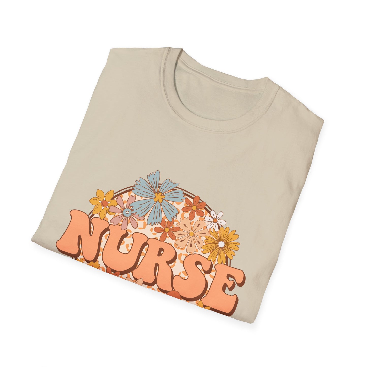 Nurse Floral Retro Tee — "NURSE" Vintage Flower Graphic T-Shirt